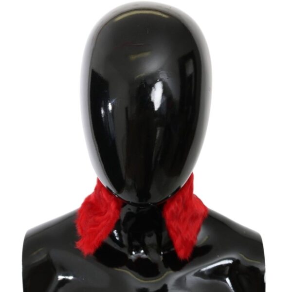 Dolce & Gabbana Red Fur Neck Collar Wrap Lambskin Scarf