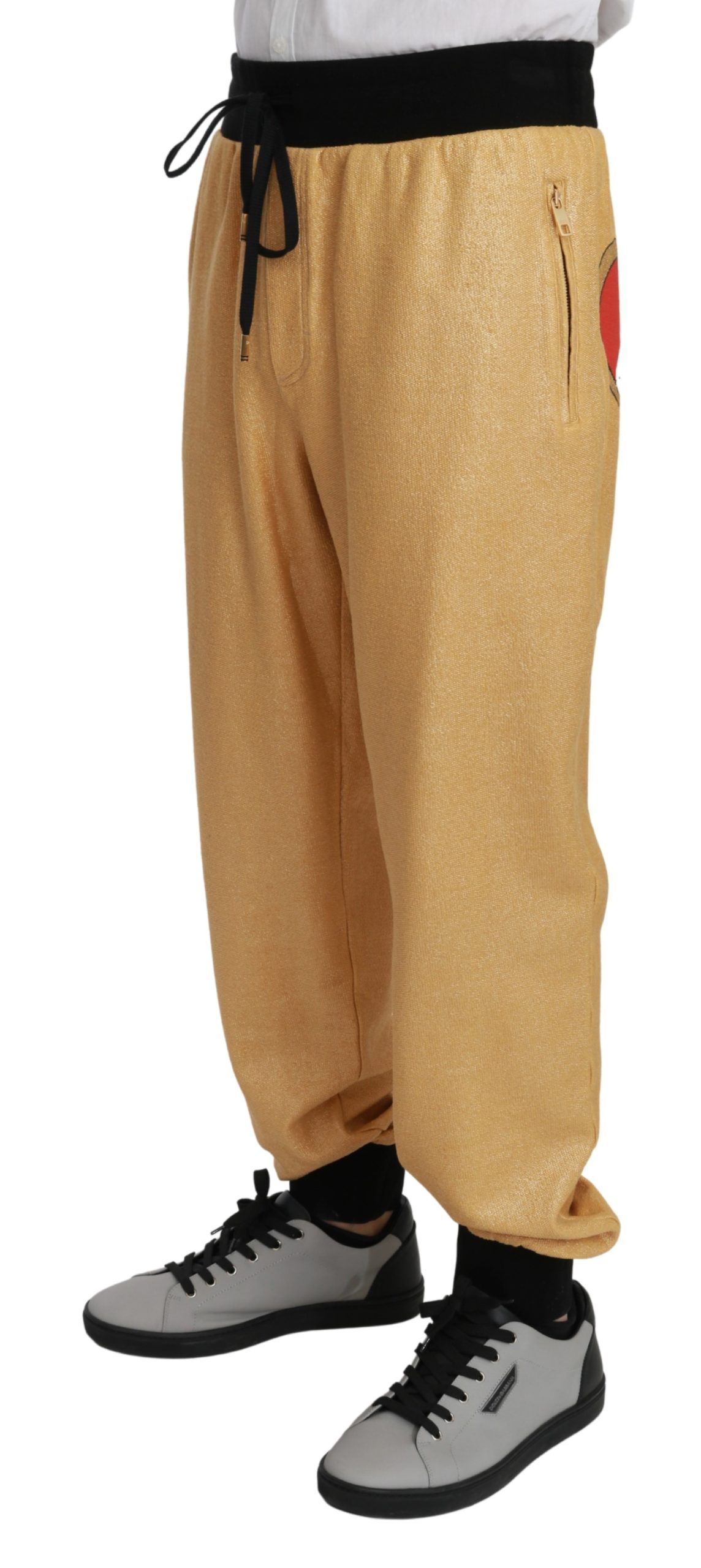 Dolce & Gabbana Gold Year Of The Pig Cotton Mens Pants - Image 2