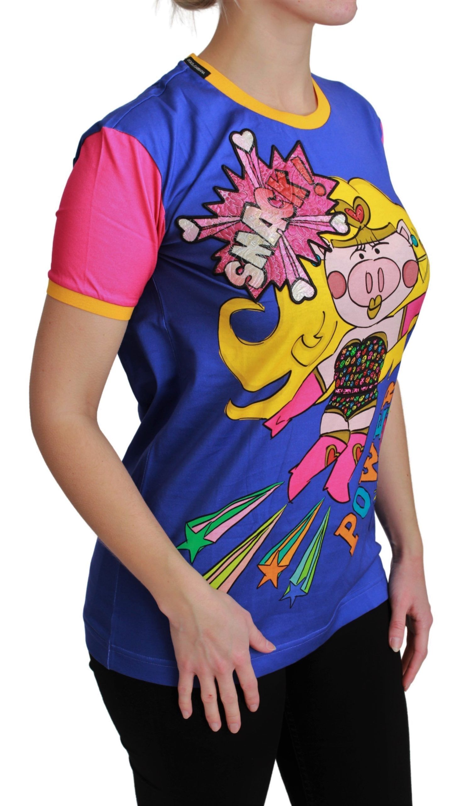 Dolce & Gabbana Purple PIG SUPERGIRL Top Cotton T-shirt - Image 2