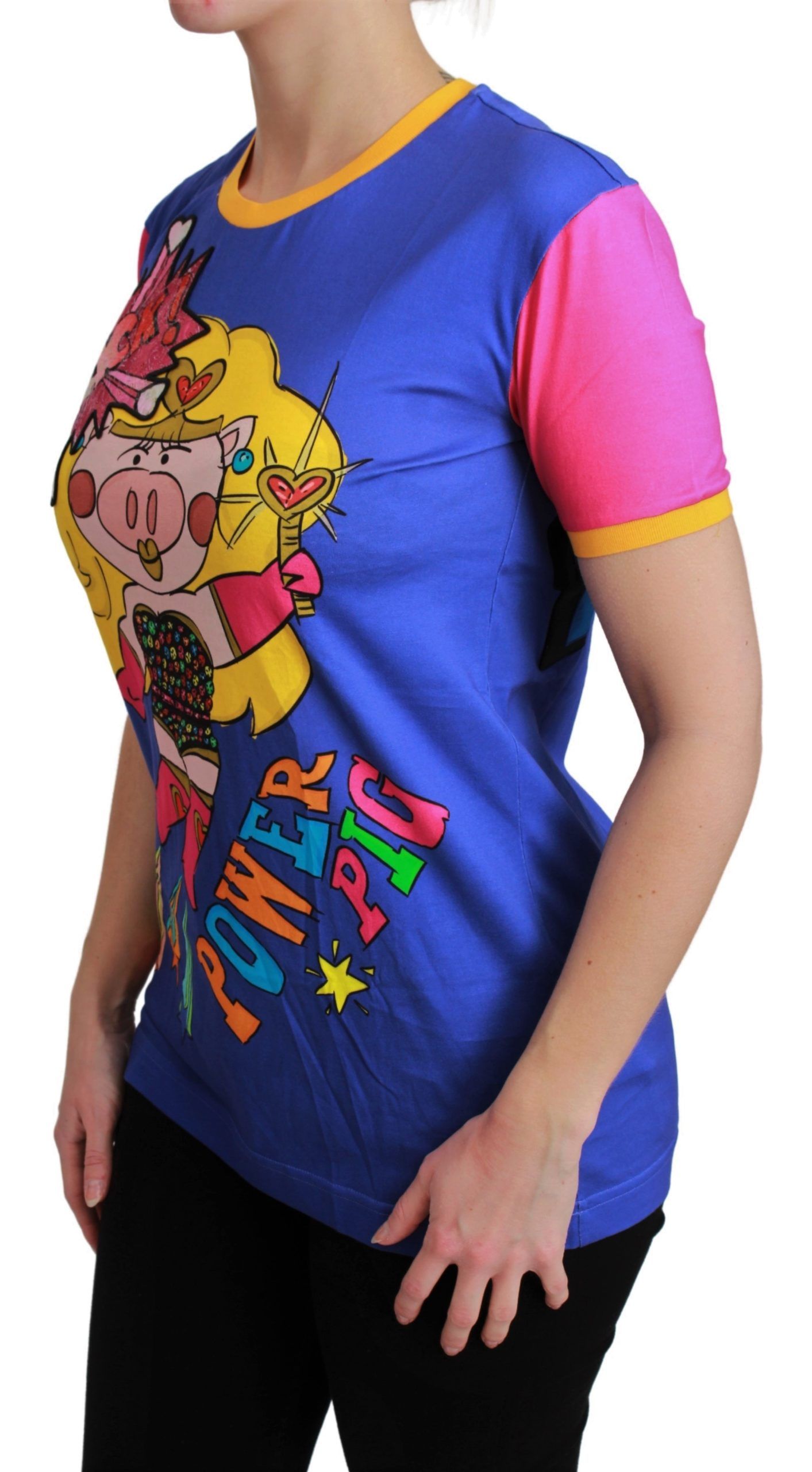 Dolce & Gabbana Purple PIG SUPERGIRL Top Cotton T-shirt - Image 3