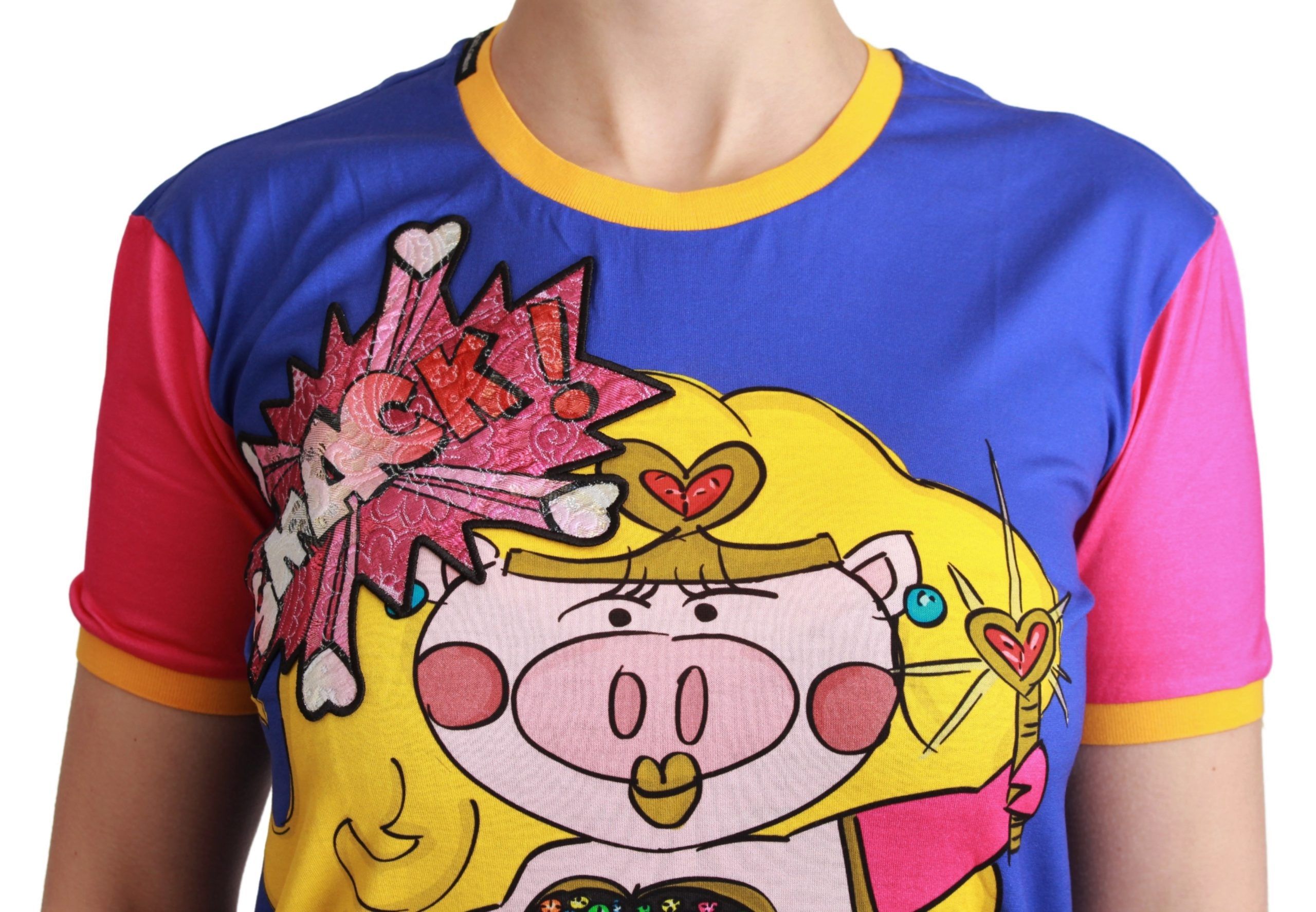Dolce & Gabbana Purple PIG SUPERGIRL Top Cotton T-shirt - Image 5