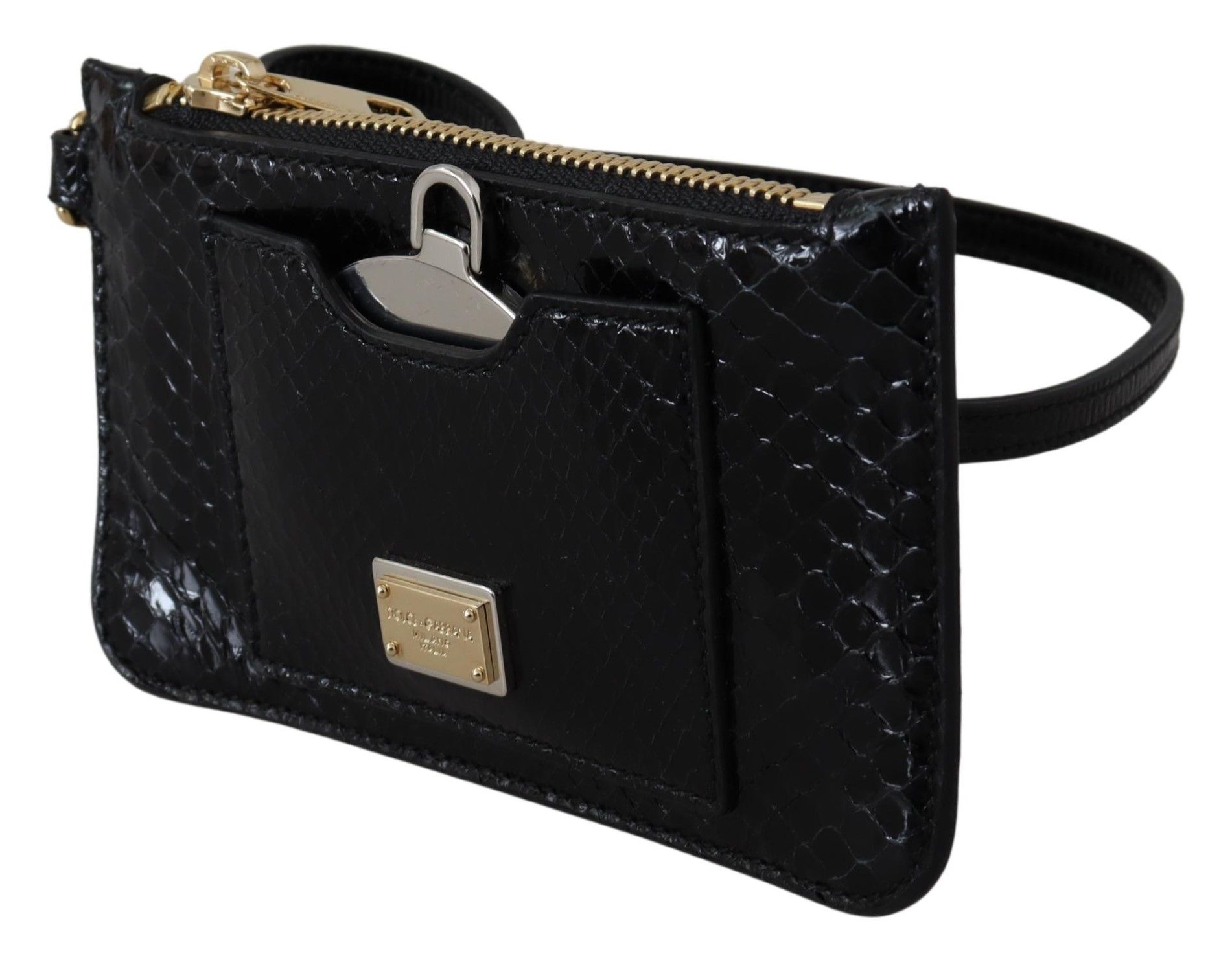 Dolce & Gabbana Black Leather Coin Purse Wristlet Mirror Agnese Wallet - Image 2