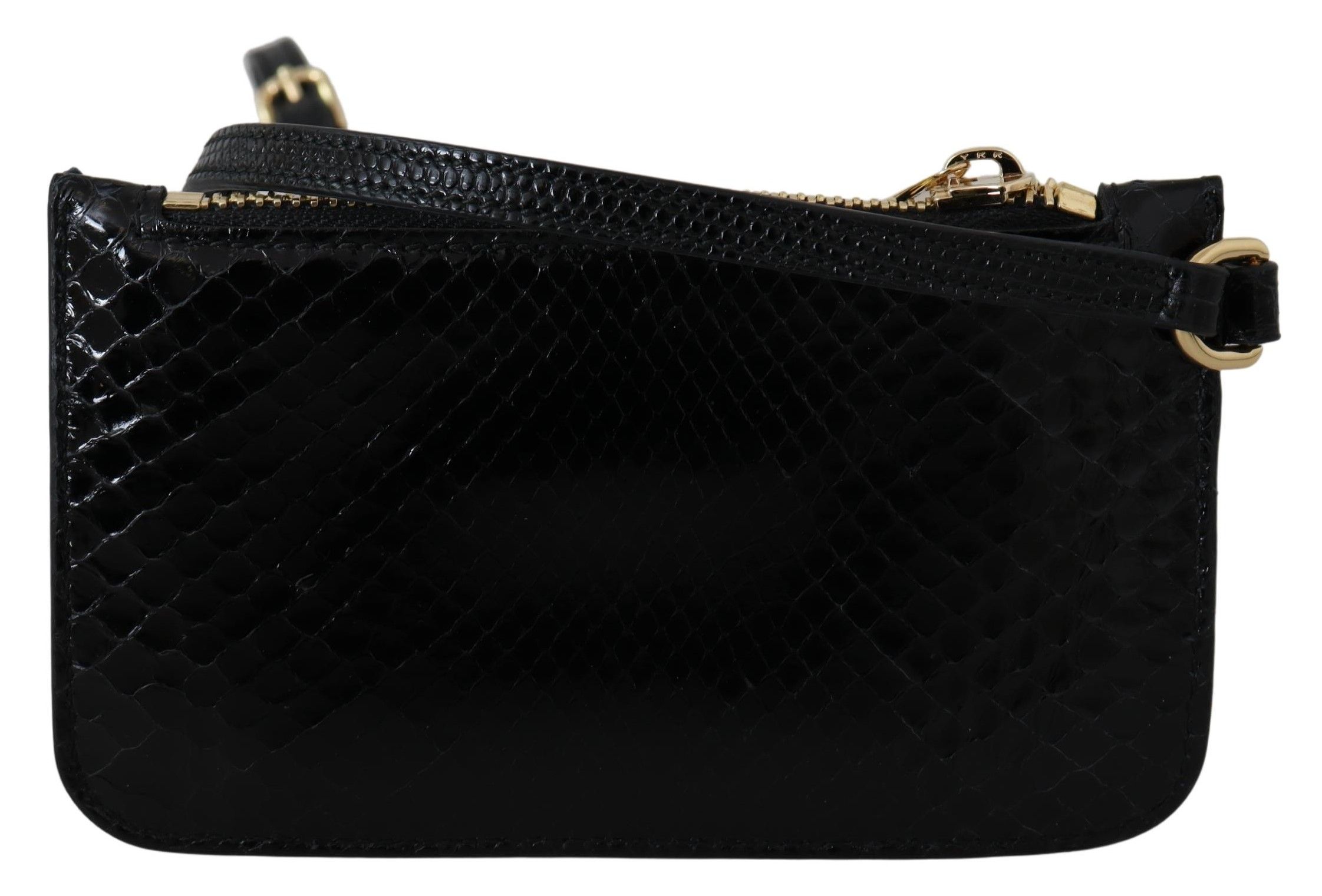 Dolce & Gabbana Black Leather Coin Purse Wristlet Mirror Agnese Wallet - Image 3