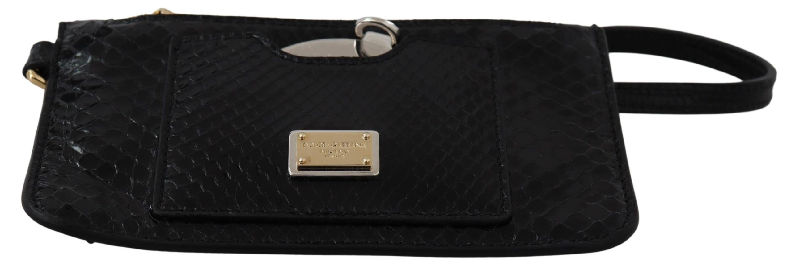 Dolce & Gabbana Black Leather Coin Purse Wristlet Mirror Agnese Wallet - Image 4