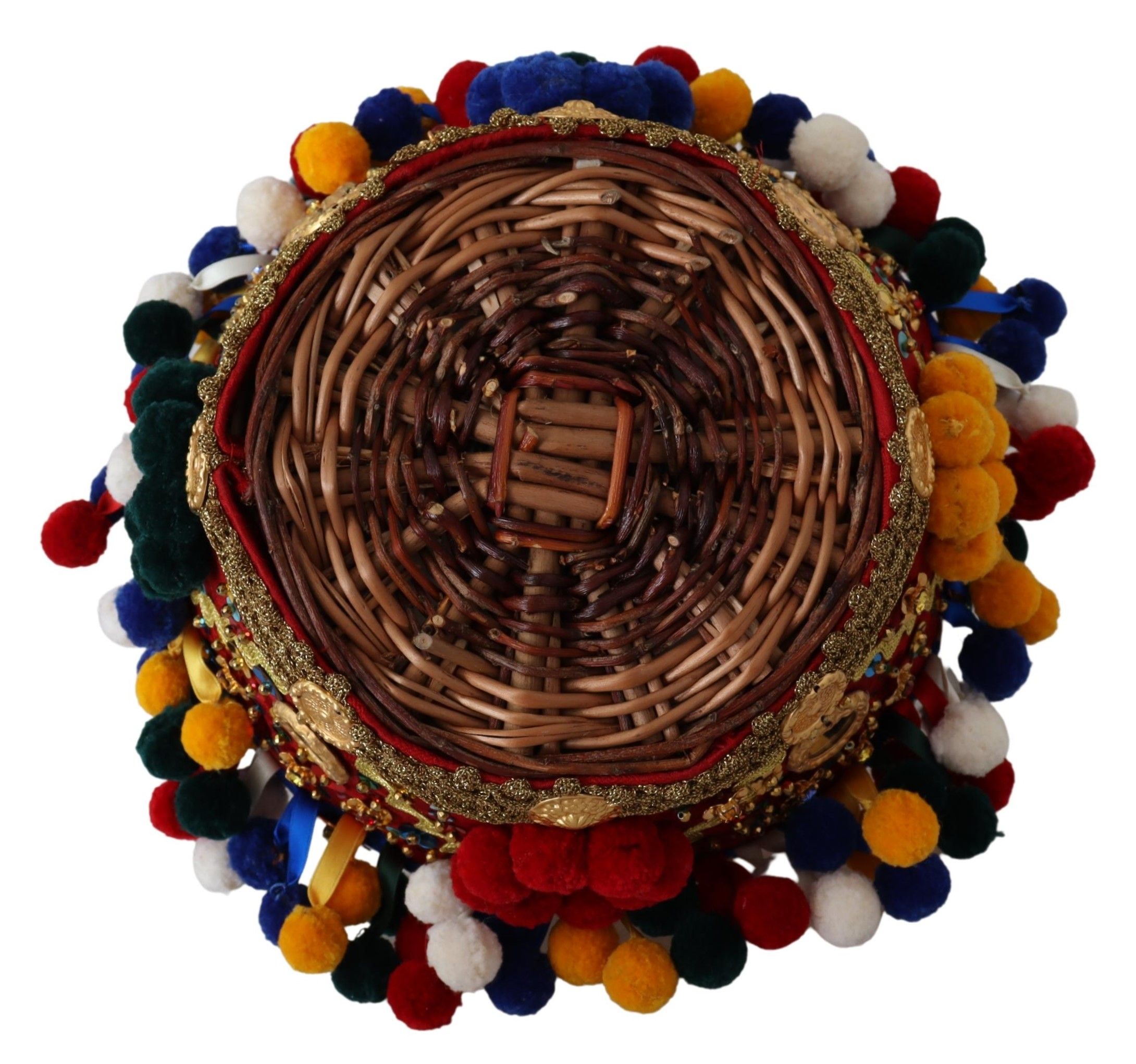 Dolce & Gabbana Multicolor Cotton Embellished Agnese Basket Tote Bag - Image 3