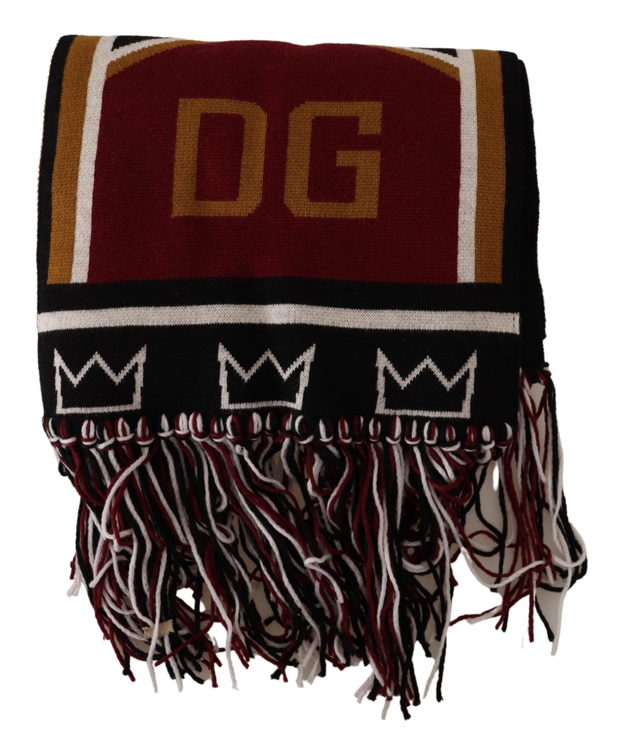 Dolce & Gabbana Multicolor Wool Knit DG King Shawl Wrap Scarf - Image 4