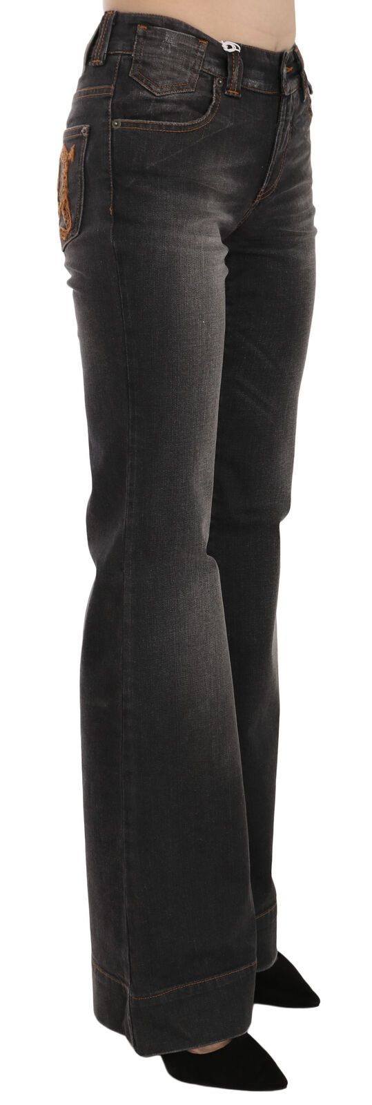 John Galliano Black Washed Mid Waist Flared Denim Casual Jeans - Image 2