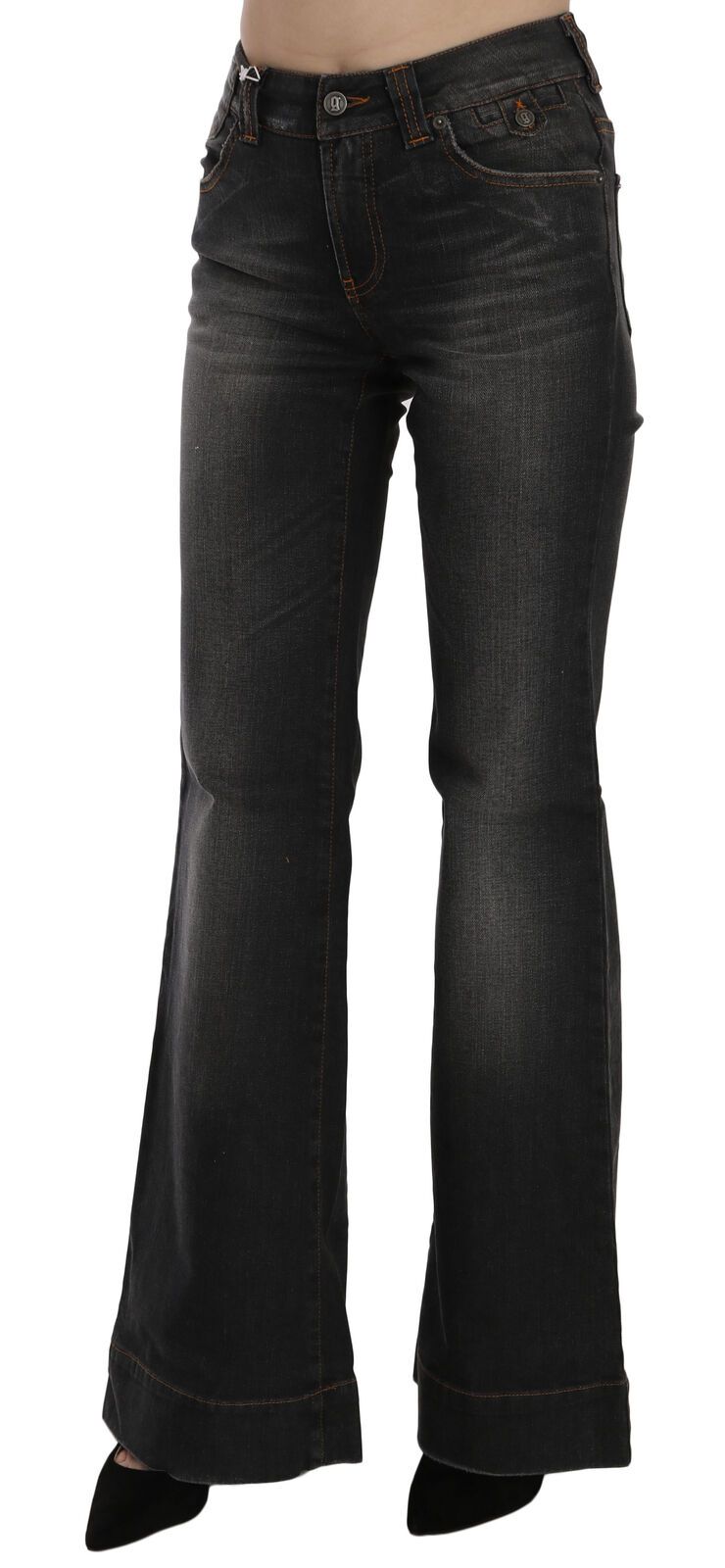John Galliano Black Washed Mid Waist Flared Denim Casual Jeans - Image 3