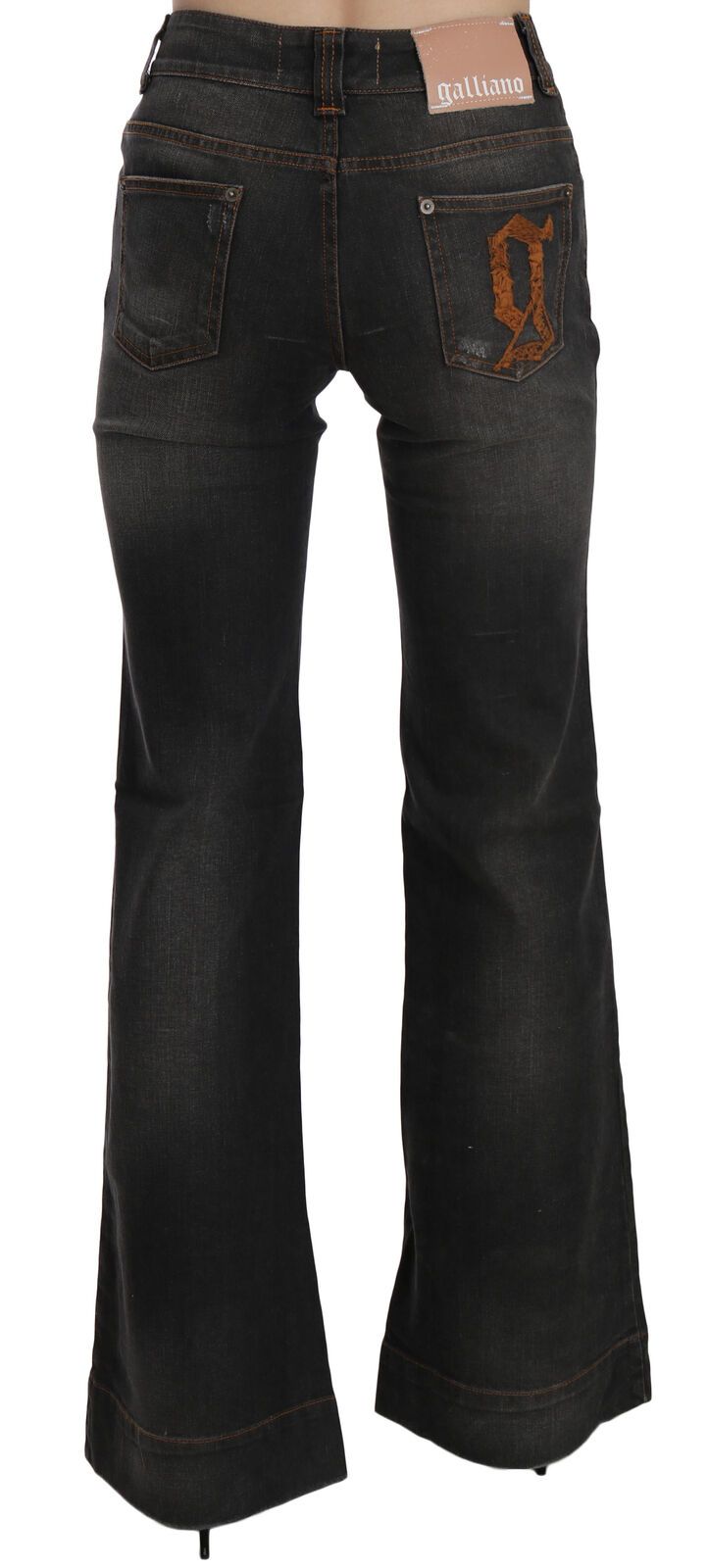 John Galliano Black Washed Mid Waist Flared Denim Casual Jeans - Image 4