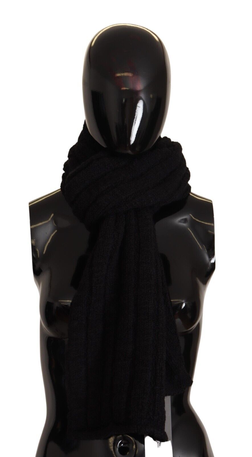 Dolce & Gabbana Black Virgin Wool Knitted Unisex Warmer Shawl Scarf - Image 5