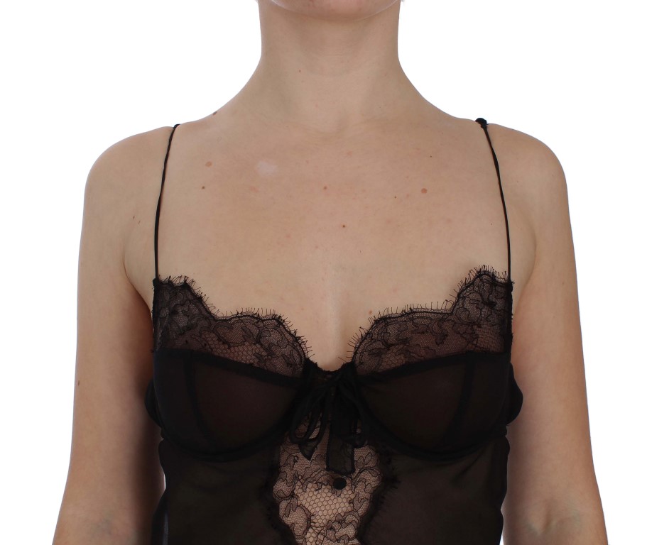 Dolce & Gabbana Black Silk Lace Babydoll Lingerie Top - Image 4