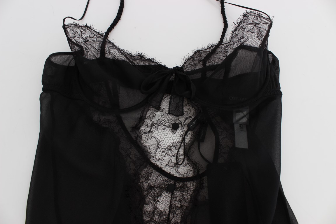 Dolce & Gabbana Black Silk Lace Babydoll Lingerie Top - Image 5