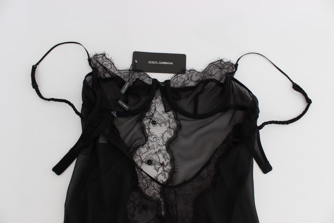 Dolce & Gabbana Black Silk Lace Babydoll Lingerie Top - Image 6