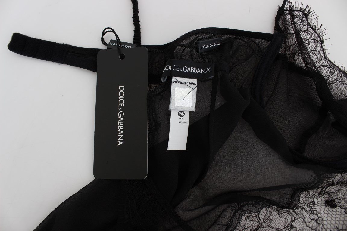 Dolce & Gabbana Black Silk Lace Babydoll Lingerie Top - Image 7