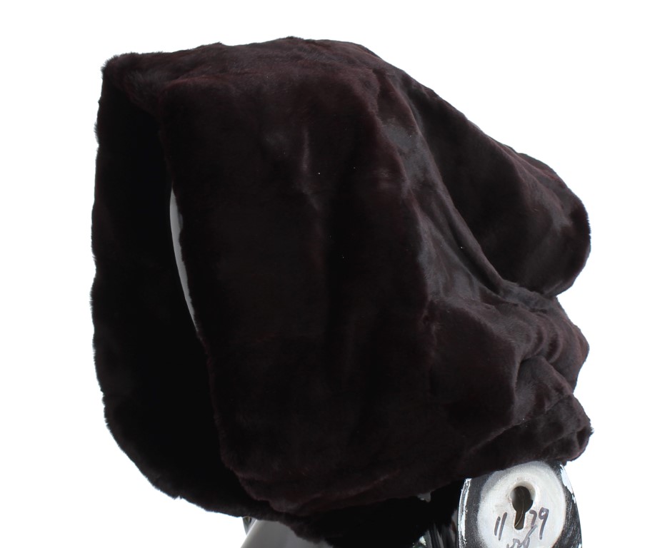 Dolce & Gabbana Purple Weasel Fur Crochet Hood Scarf Hat - Image 3