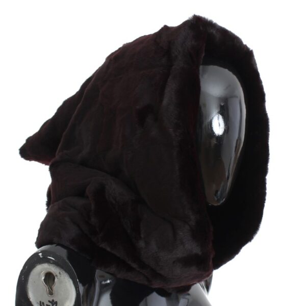 Dolce & Gabbana Purple Weasel Fur Crochet Hood Scarf Hat