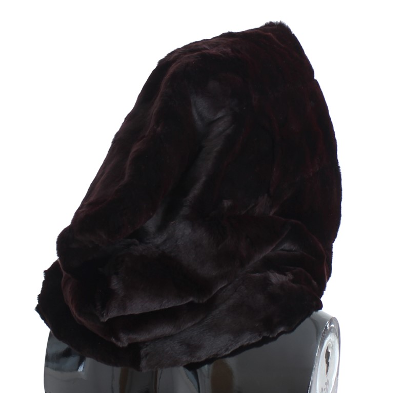 Dolce & Gabbana Purple Weasel Fur Crochet Hood Scarf Hat - Image 4