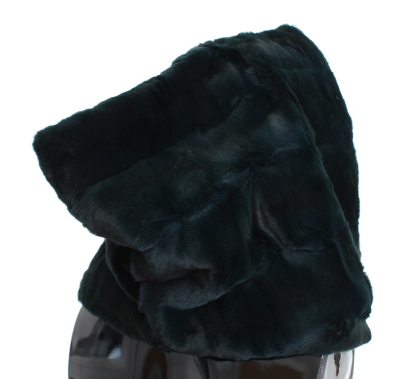 Dolce & Gabbana Green Weasel Fur Crochet Hood Scarf Hat - Image 4