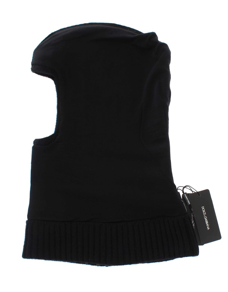 Dolce & Gabbana Black Knitted Sequin Hood Scarf Hat - Image 5