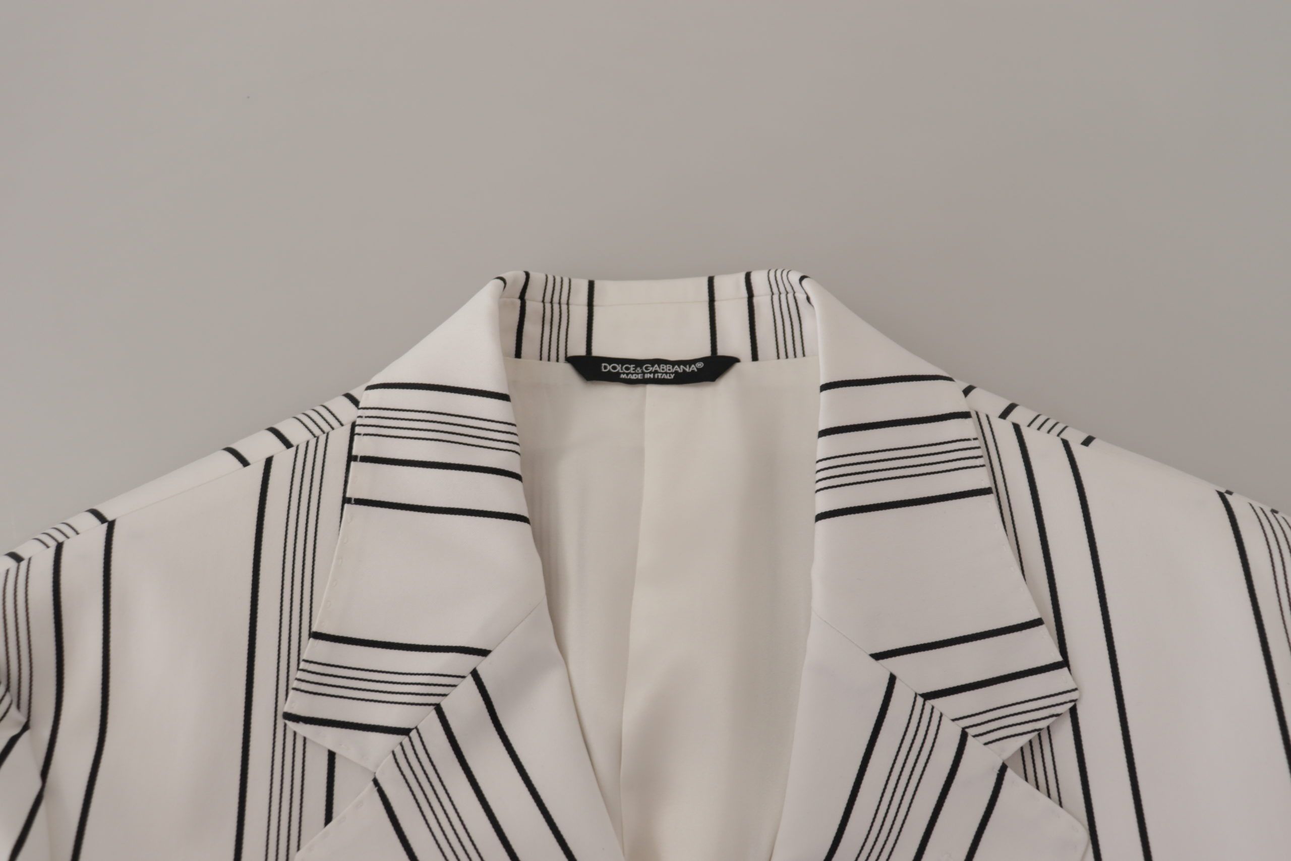Dolce & Gabbana White Stripes Cotton Single Breasted Blazer - Image 6