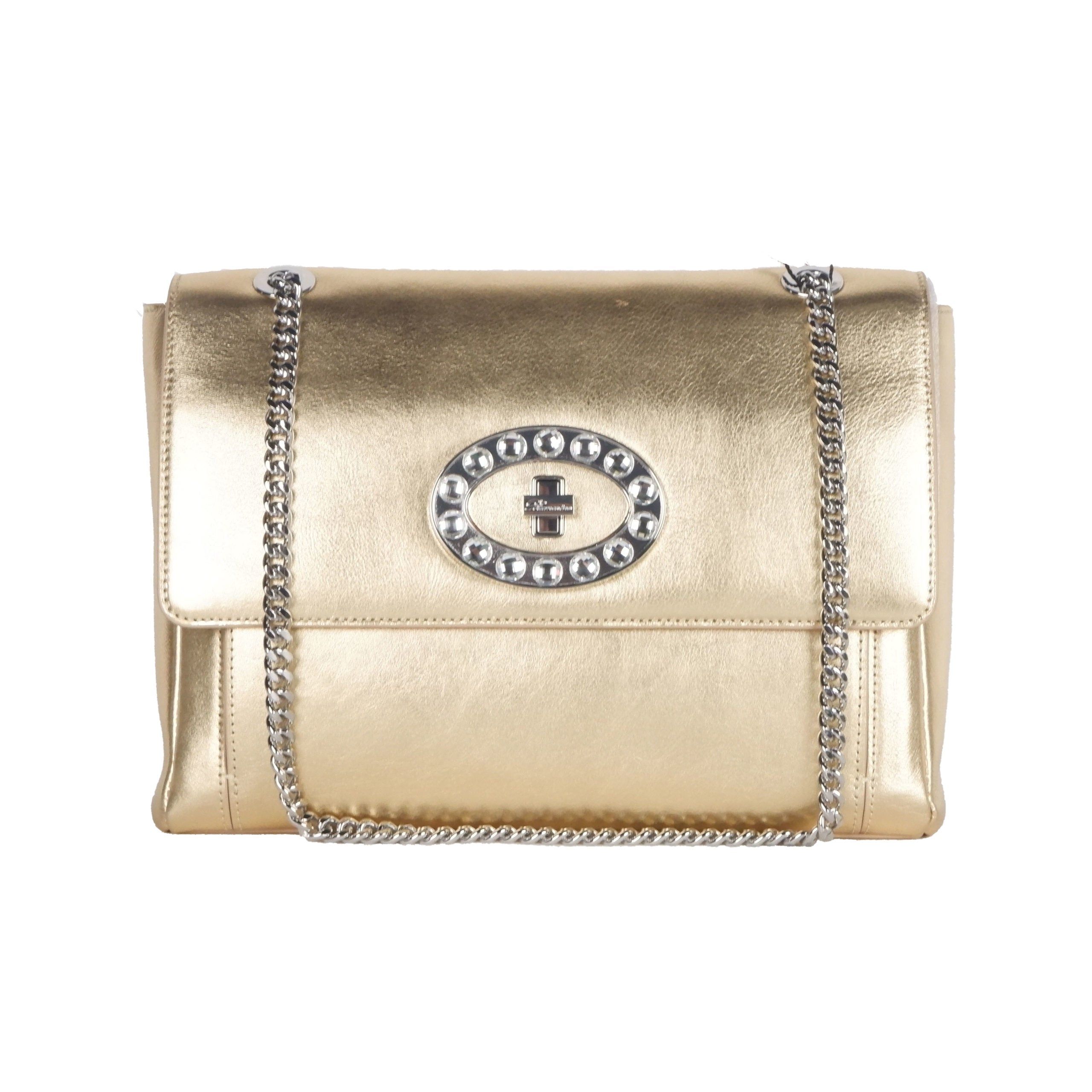Blumarine Gold Leather Shoulder Women Bag - Image 3