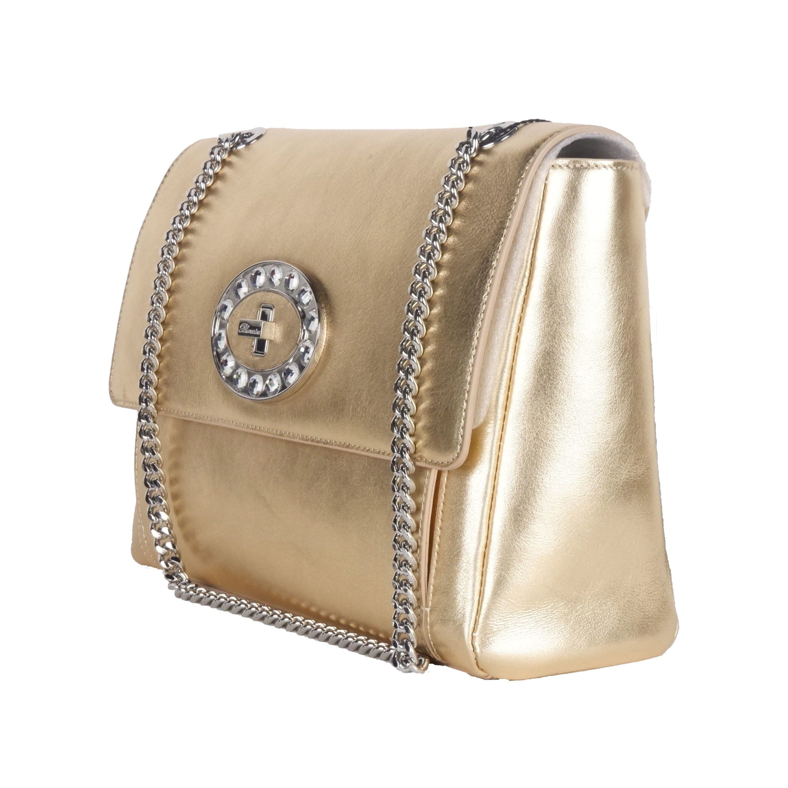 Blumarine Gold Leather Shoulder Women Bag - Image 5
