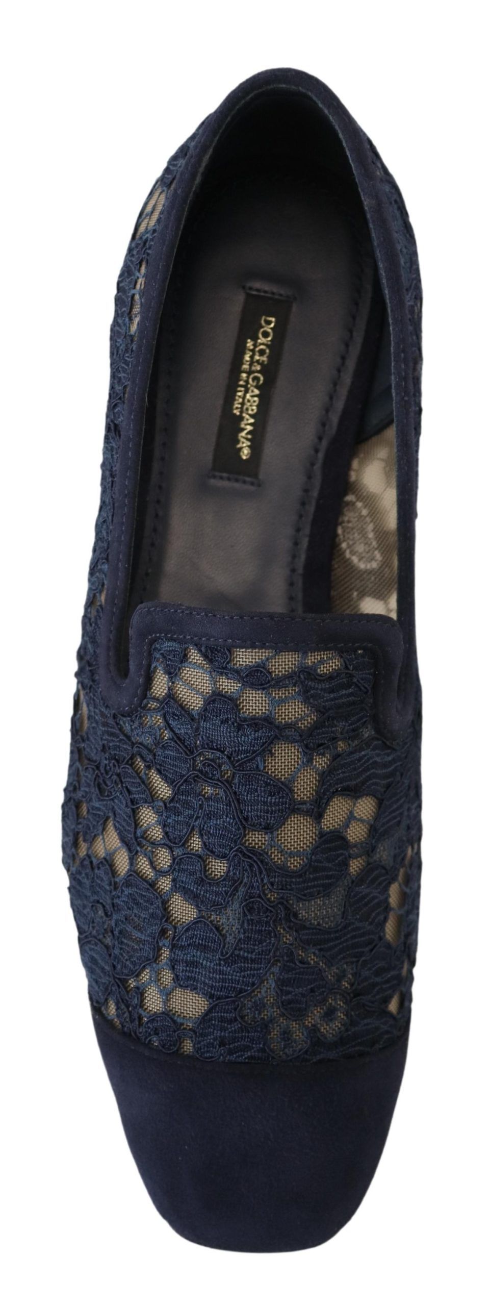 Dolce & Gabbana Blue Floral Lace Slip Ons Loafers Flats Shoes - Image 6