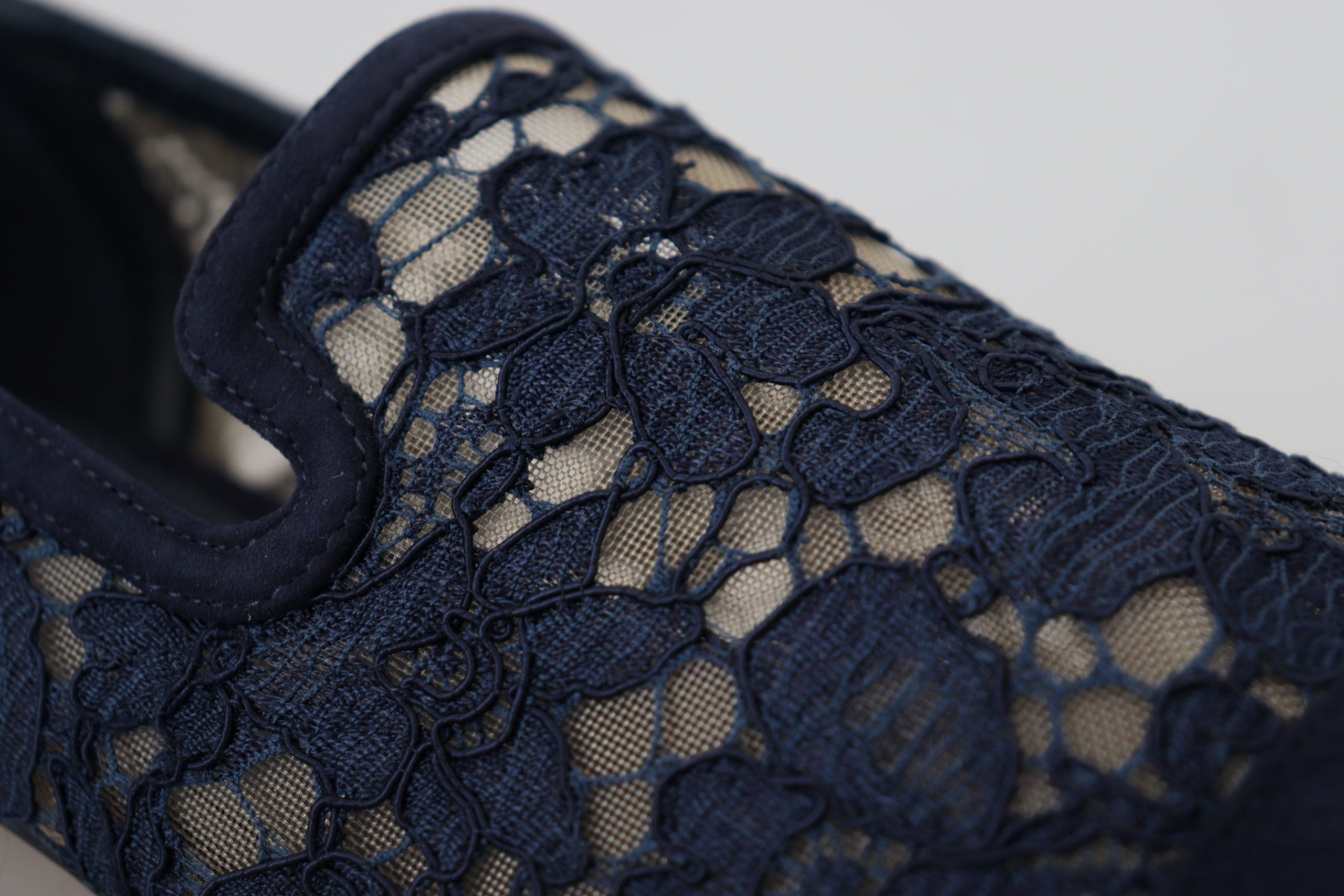Dolce & Gabbana Blue Floral Lace Slip Ons Loafers Flats Shoes - Image 8