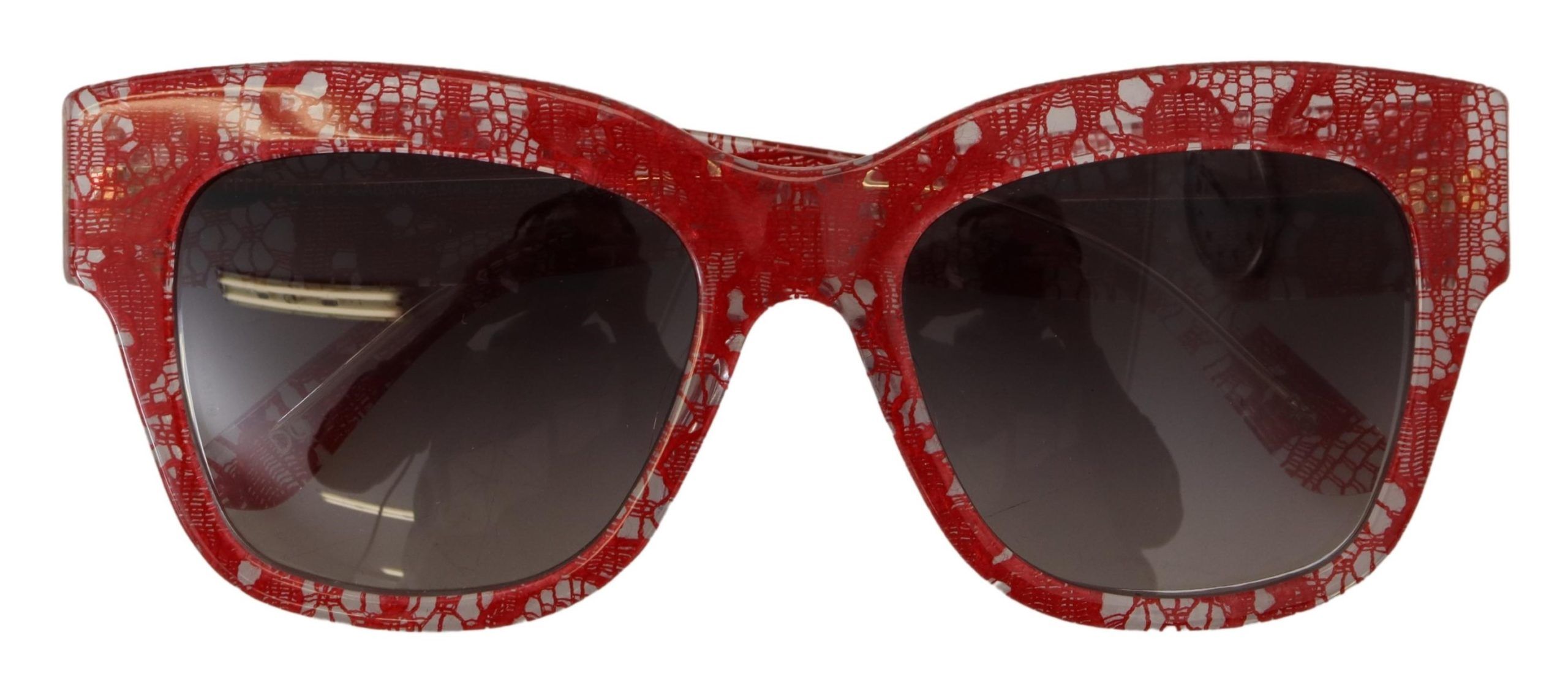 Dolce & Gabbana Red Lace Acetate Rectangle Shades DG4231F Sunglasses - Image 5