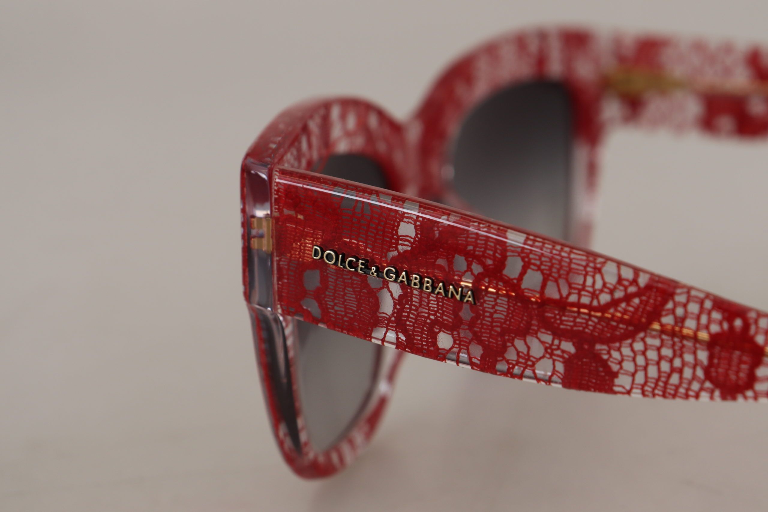 Dolce & Gabbana Red Lace Acetate Rectangle Shades DG4231F Sunglasses - Image 8