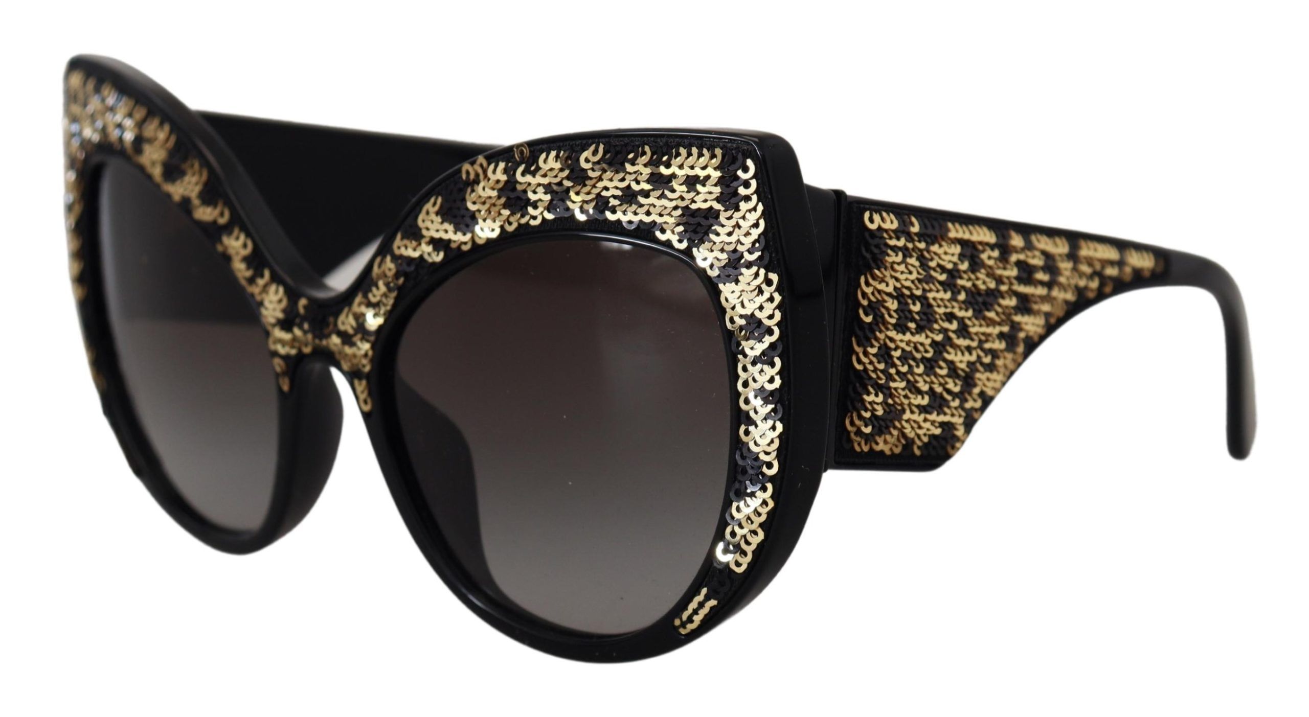 Dolce & Gabbana Black Gold Sequin Butterfly Polarized DG4326 Sunglasses - Image 2