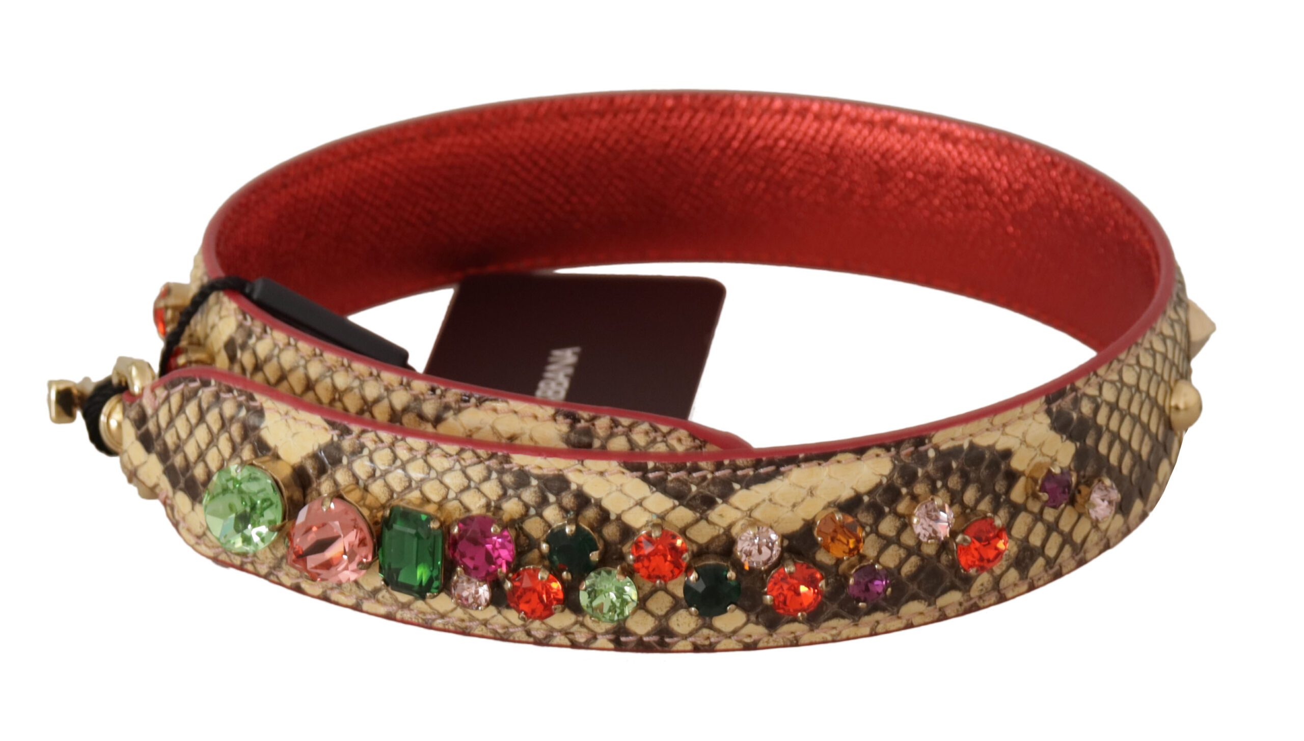 Dolce & Gabbana Beige Exotic Leather Crystals Shoulder Strap - Image 2