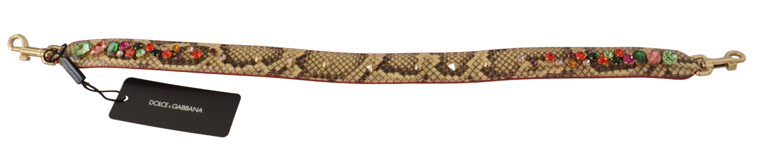 Dolce & Gabbana Beige Exotic Leather Crystals Shoulder Strap - Image 4