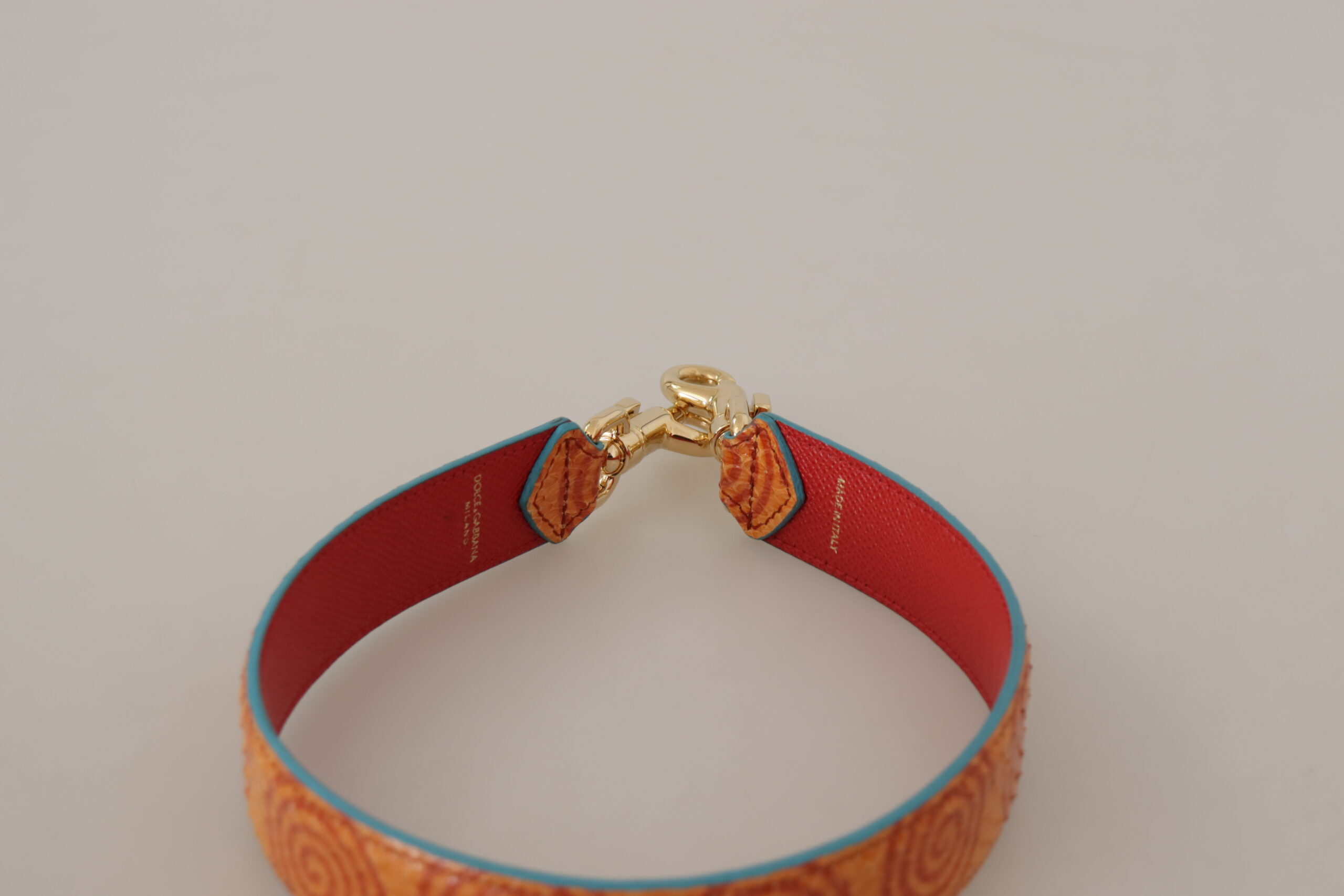 Dolce & Gabbana Orange Leather Swirl Print Bag Shoulder Strap - Image 2