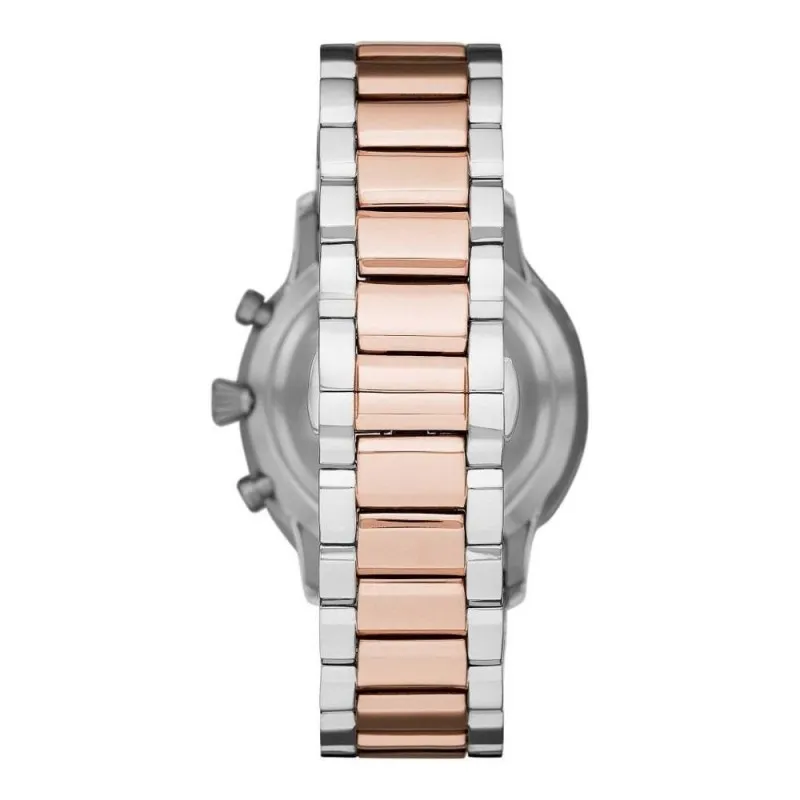 Emporio Armani Silver and Bronze Steel Chronograph Watch - Image 2