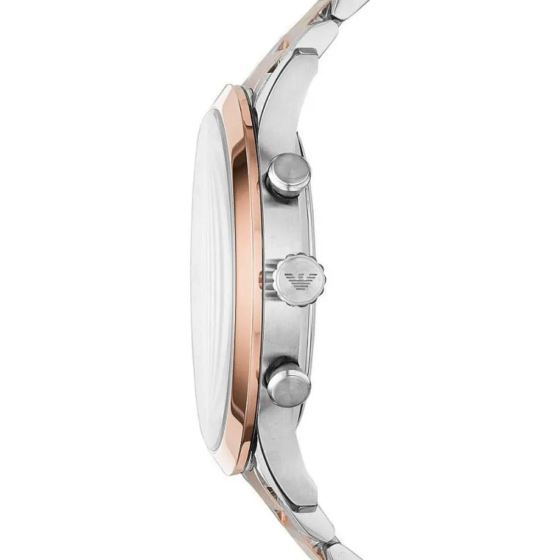 Emporio Armani Silver and Bronze Steel Chronograph Watch - Image 3