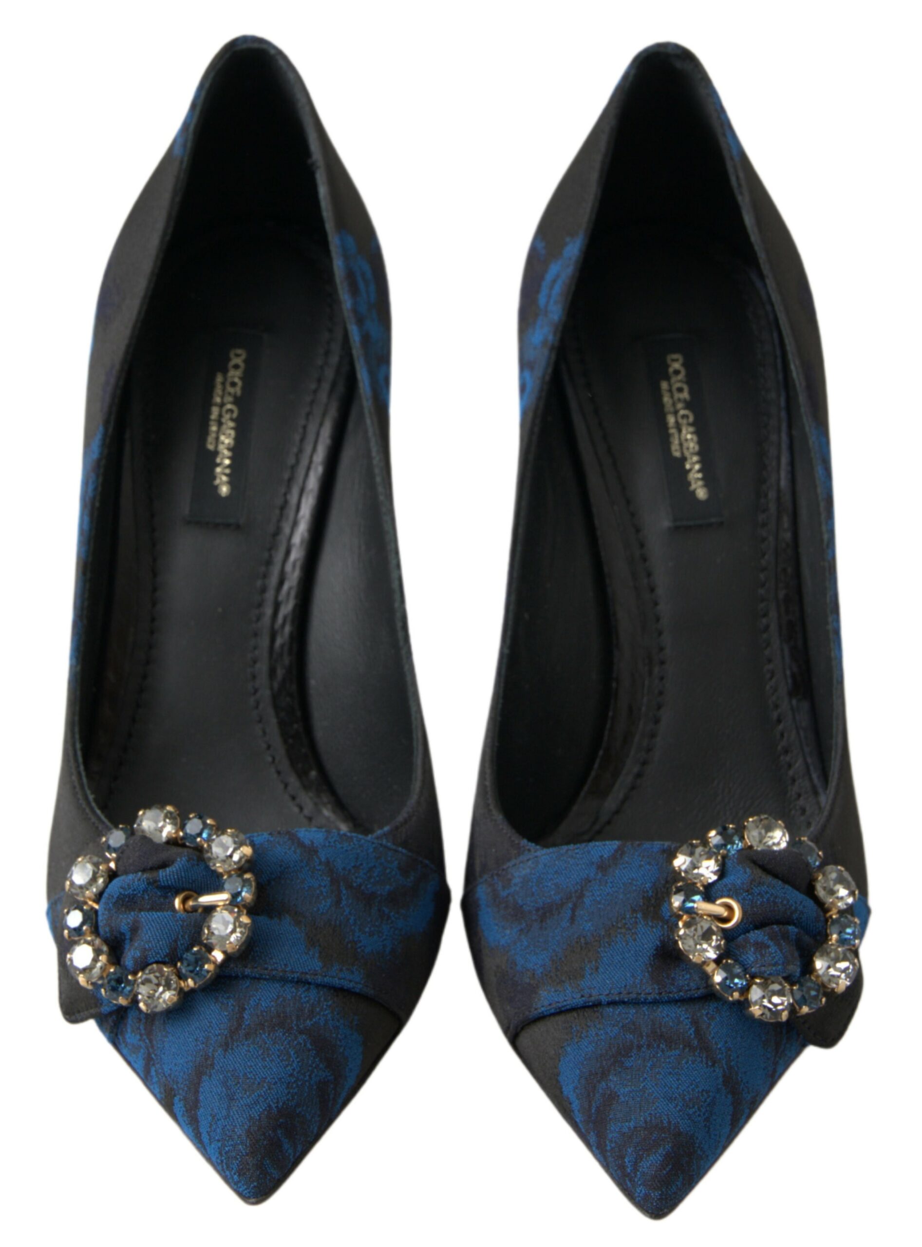 Dolce & Gabbana Blue Floral Ayers Crystal Pumps Shoes - Image 3