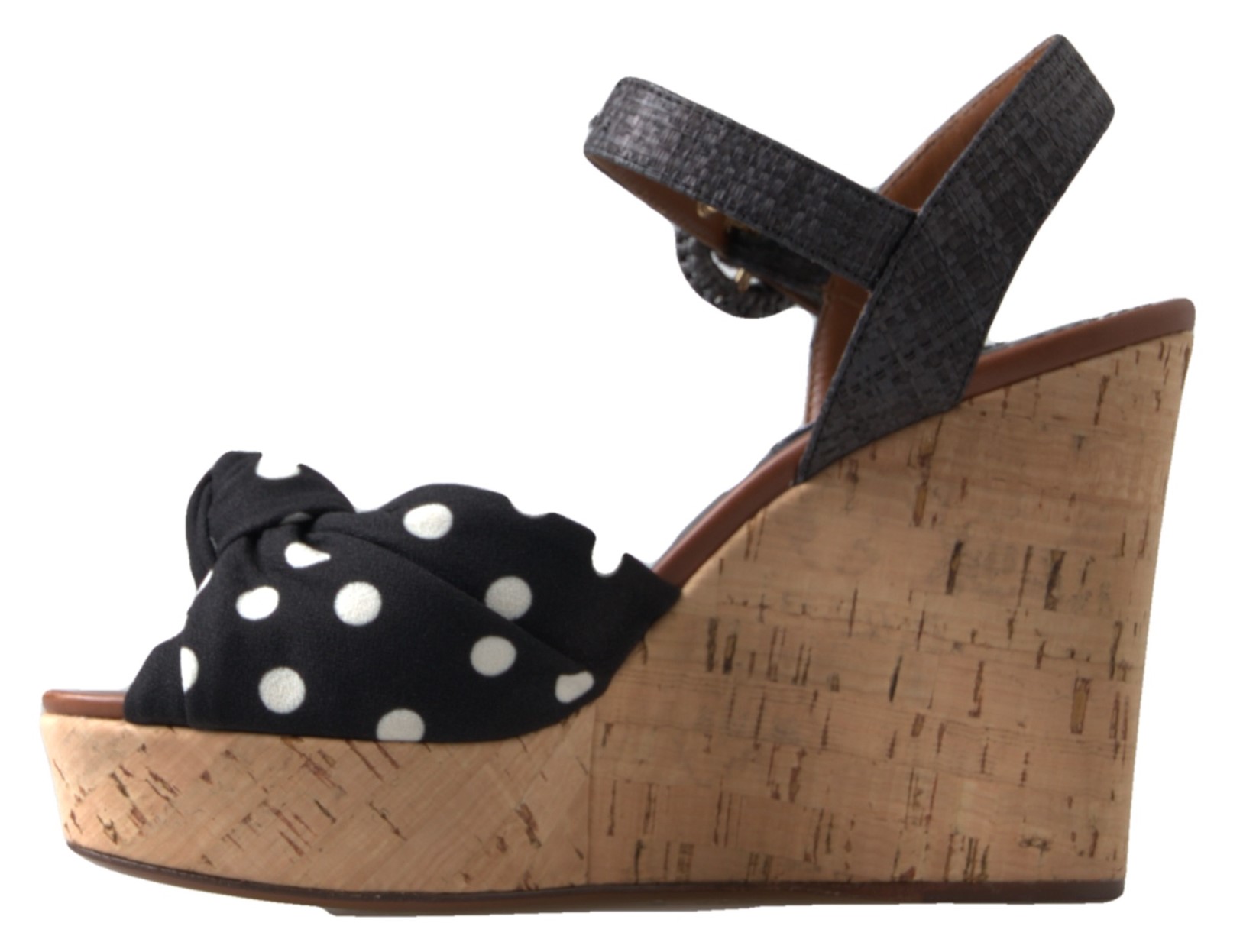 Dolce & Gabbana Black Wedges Polka Dotted Ankle Strap Shoes Sandals - Image 4