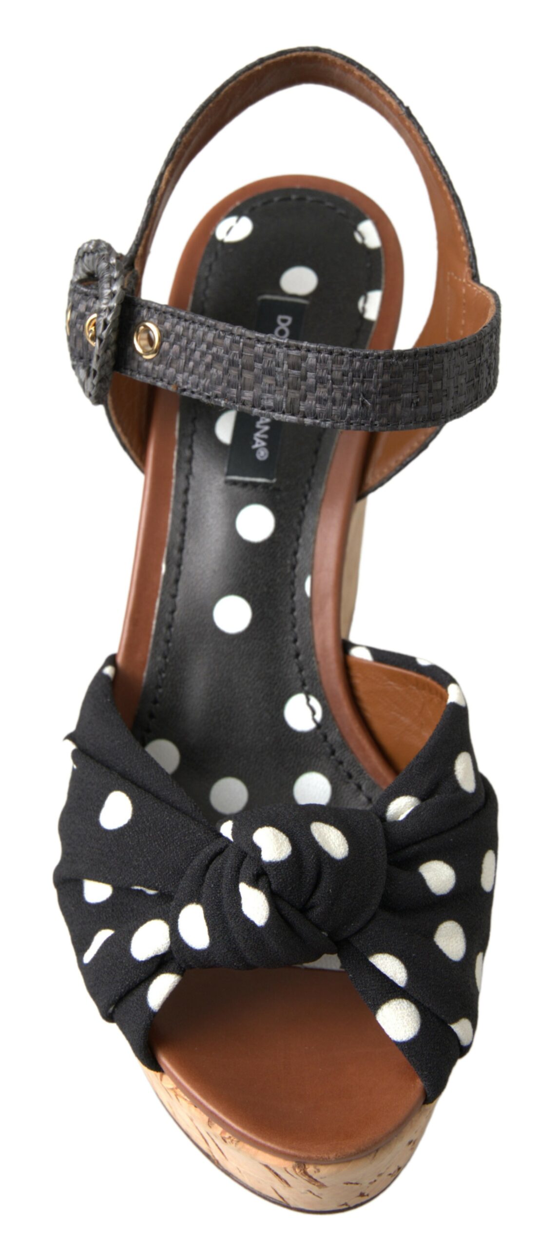 Dolce & Gabbana Black Wedges Polka Dotted Ankle Strap Shoes Sandals - Image 6