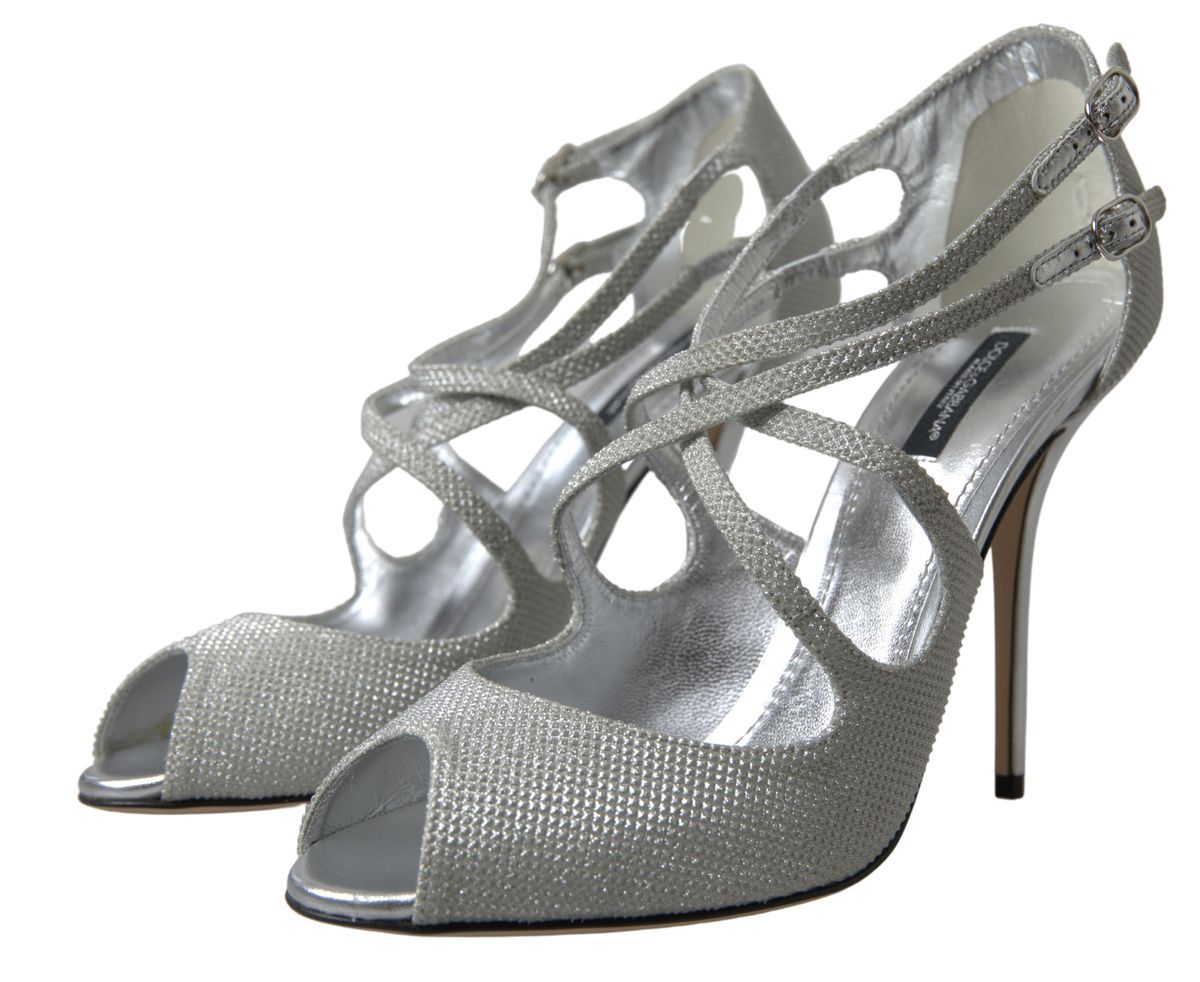 Dolce & Gabbana Silver Shimmers Sandals Heel Pumps Shoes - Image 5