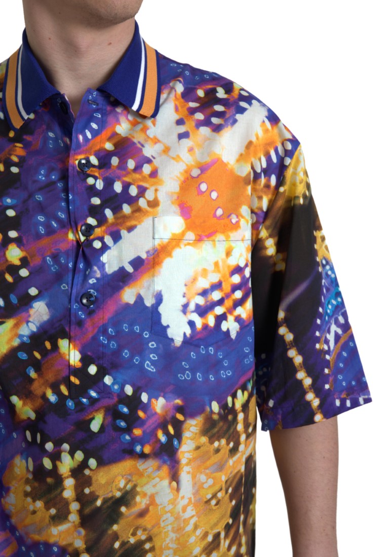Dolce & Gabbana Luminaire Print Cotton Polo Top Men Shirt - Image 3