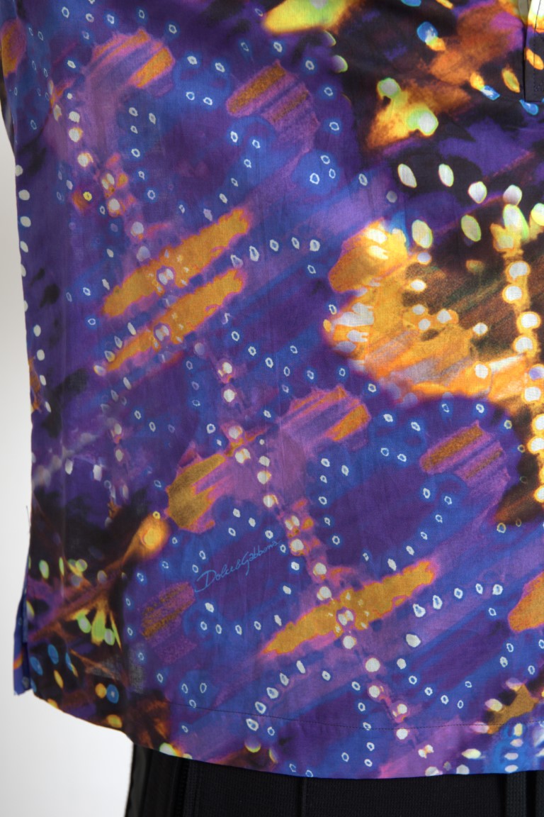 Dolce & Gabbana Luminaire Print Cotton Polo Top Men Shirt - Image 4