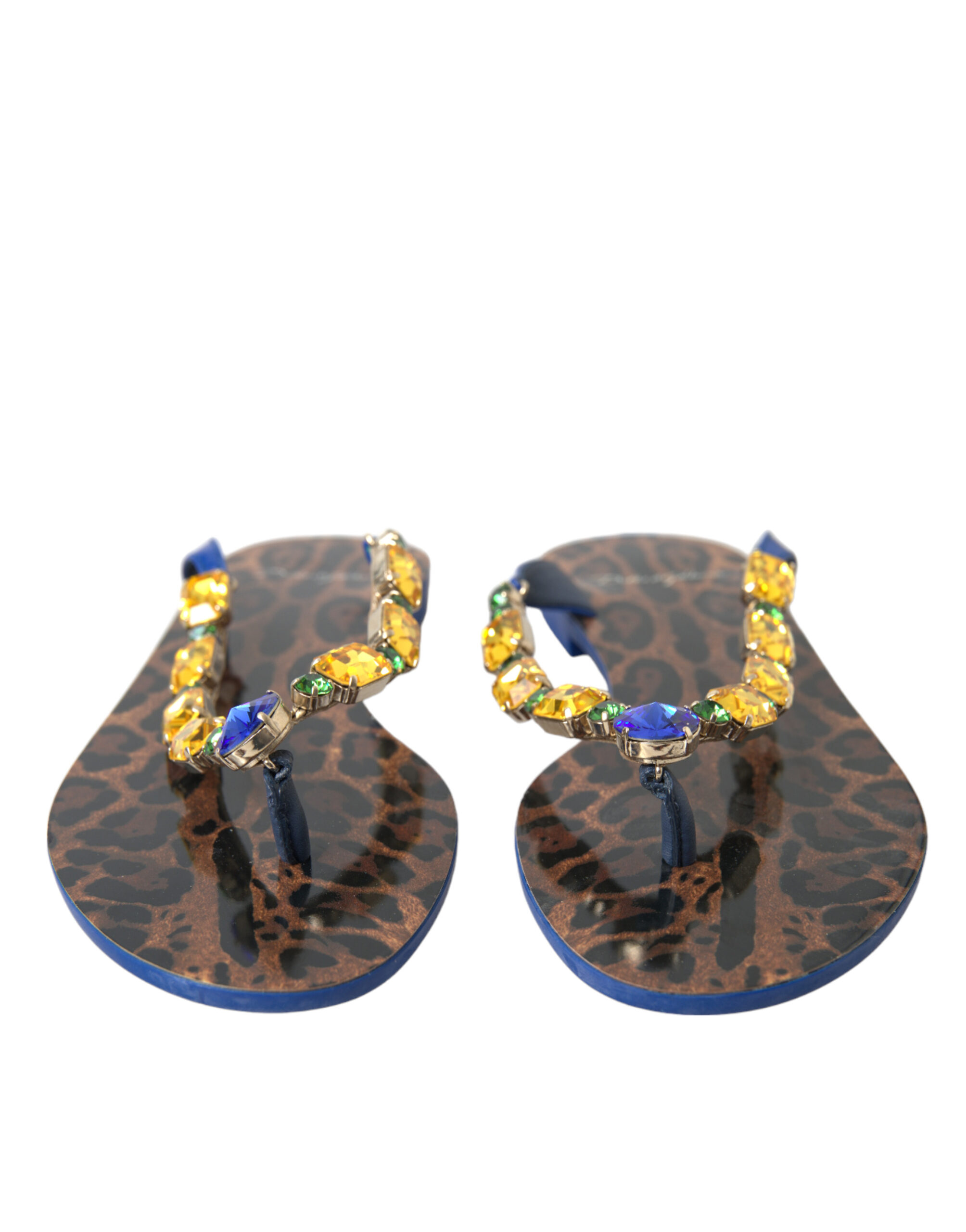 Dolce & Gabbana Blue Crystals Flats Sandals Beachwear Shoes - Image 2