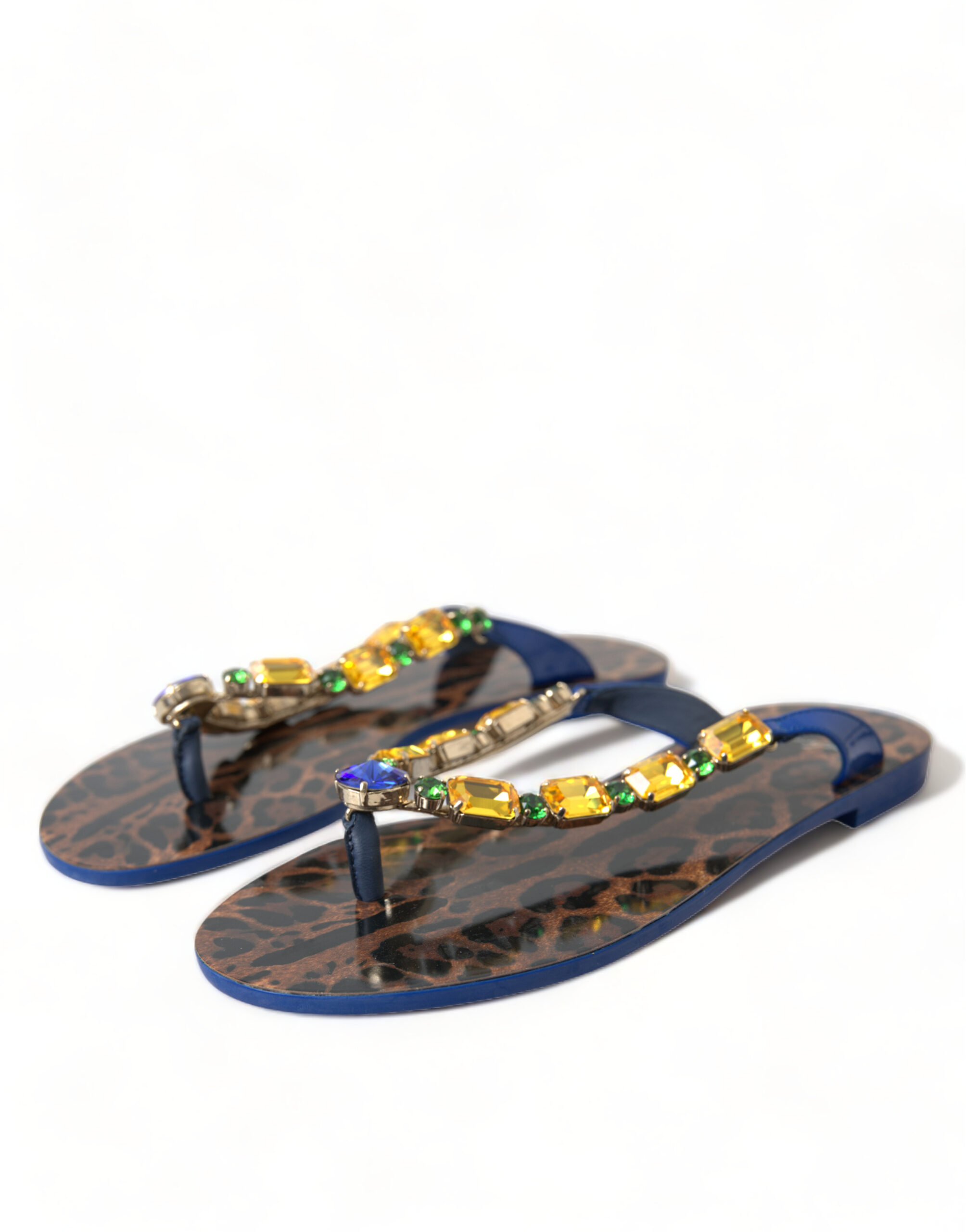 Dolce & Gabbana Blue Crystals Flats Sandals Beachwear Shoes - Image 3