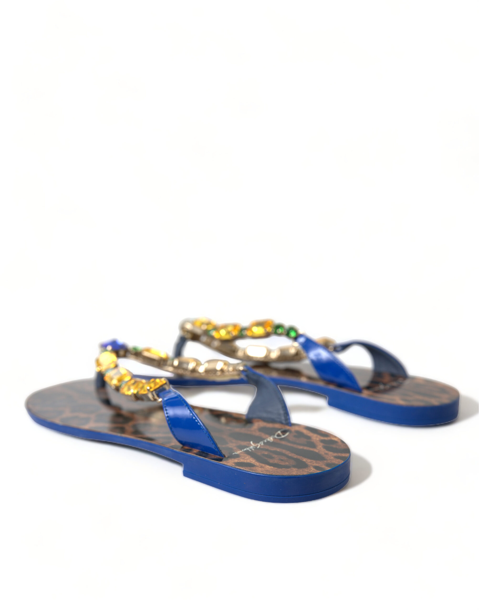 Dolce & Gabbana Blue Crystals Flats Sandals Beachwear Shoes - Image 4