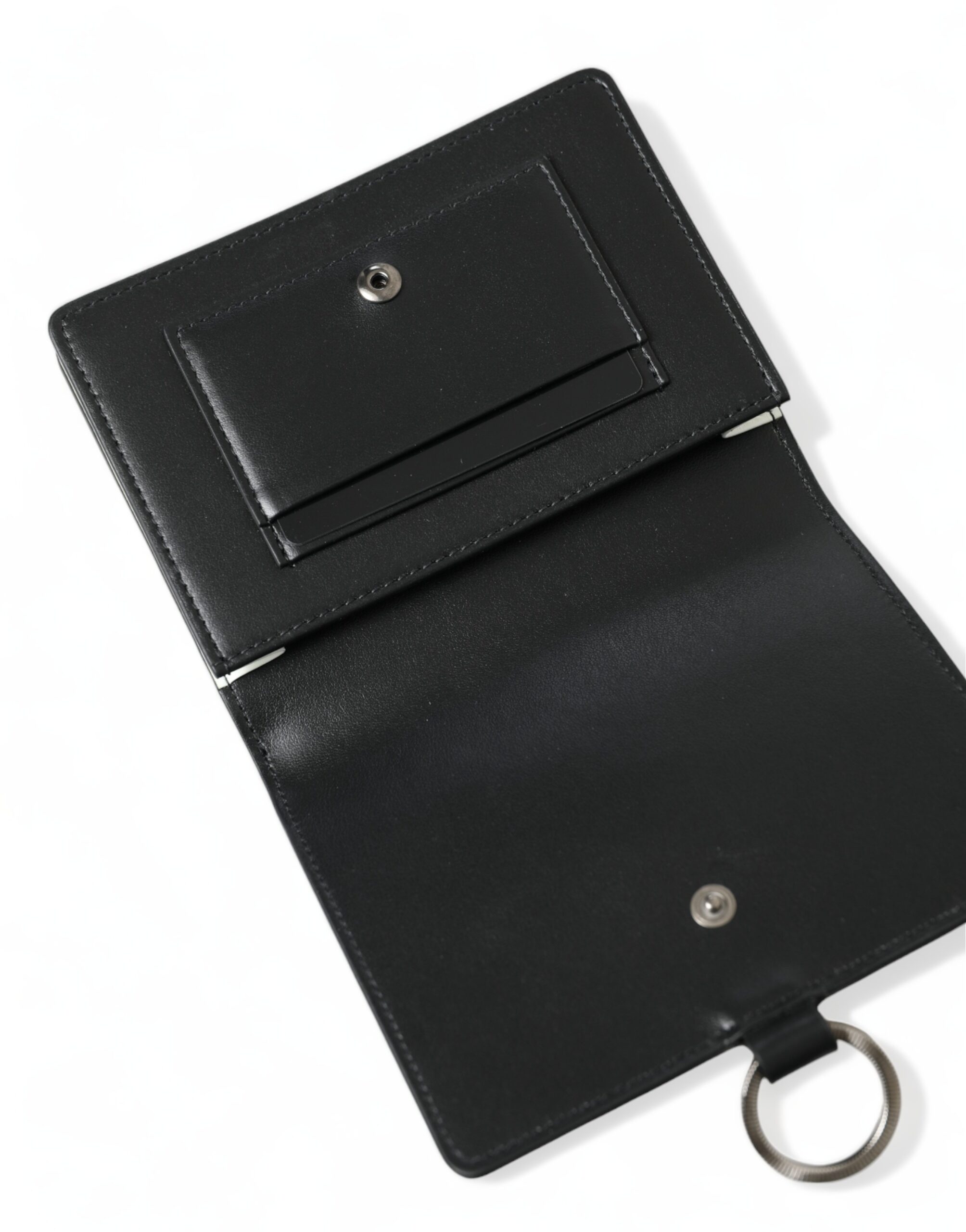 Dolce & Gabbana Black Leather Crystal Embellished Card Holder Wallet - Image 6