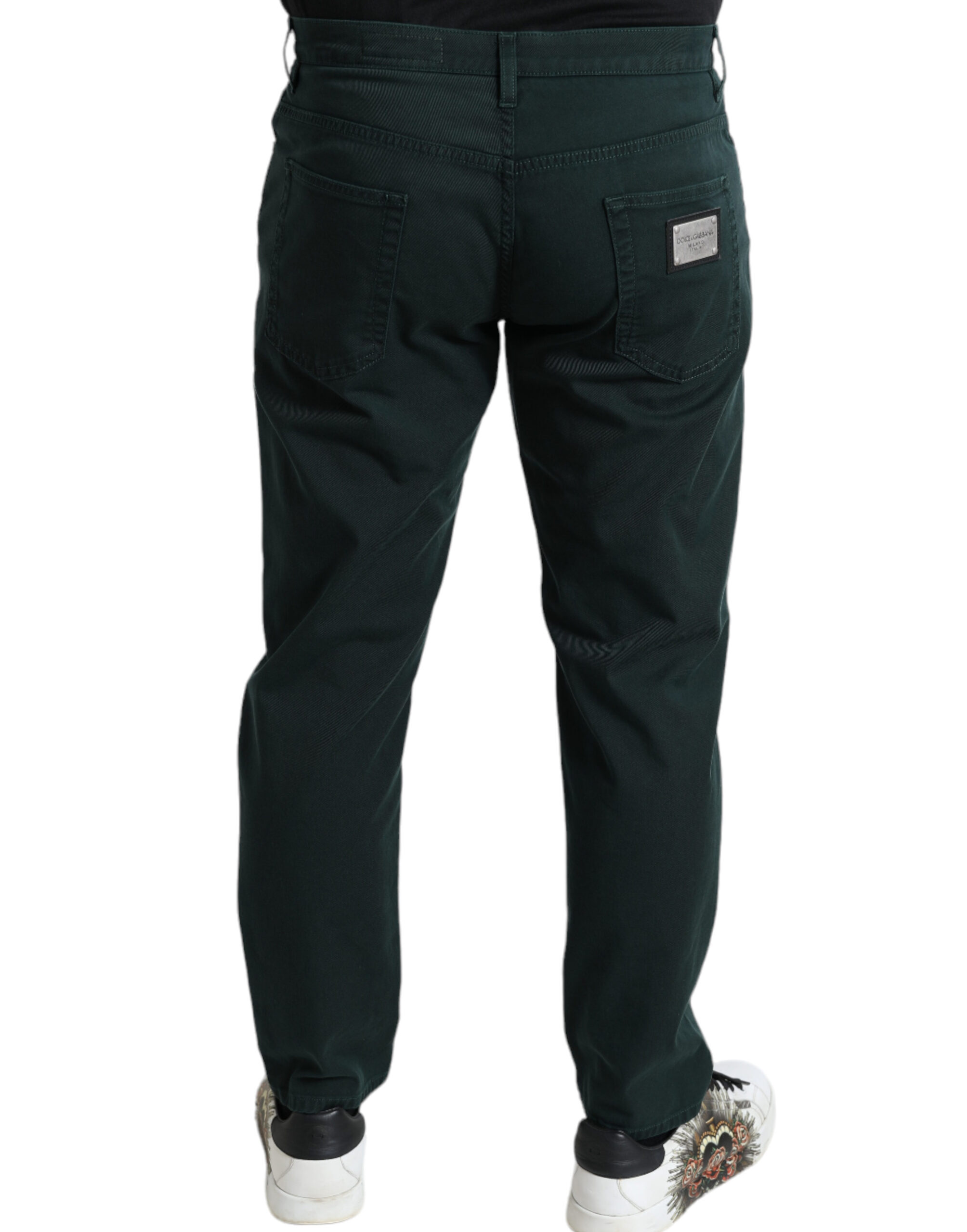 Dolce & Gabbana Green Cotton Stretch Skinny Men Denim Jeans - Image 2