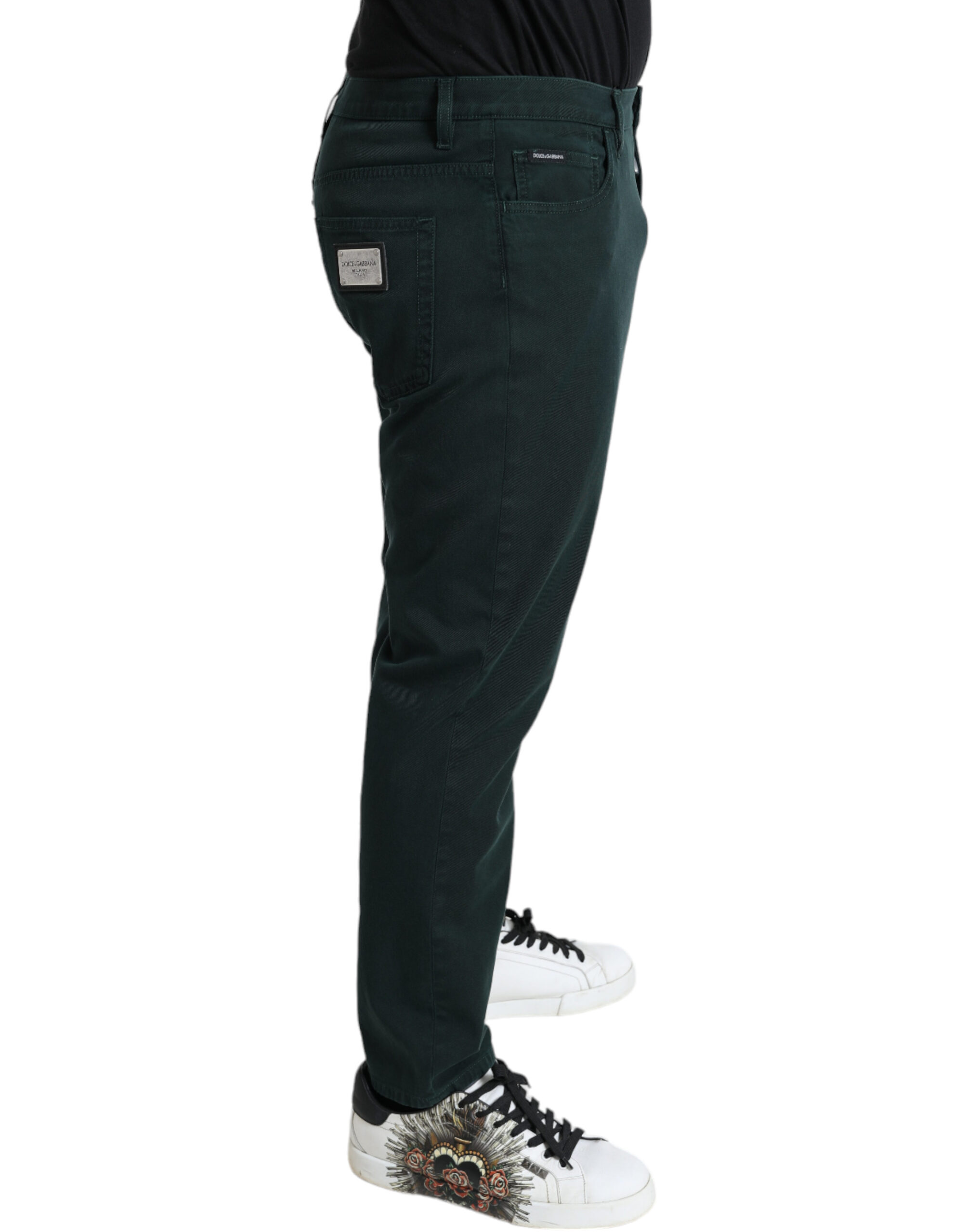 Dolce & Gabbana Green Cotton Stretch Skinny Men Denim Jeans - Image 3