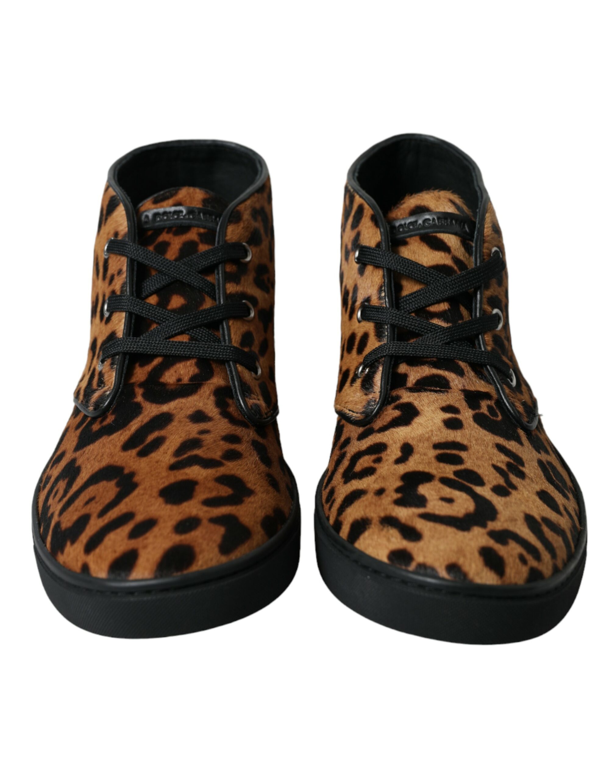 Dolce & Gabbana Brown Leopard Pony Hair Leather Sneakers Shoes - Image 2