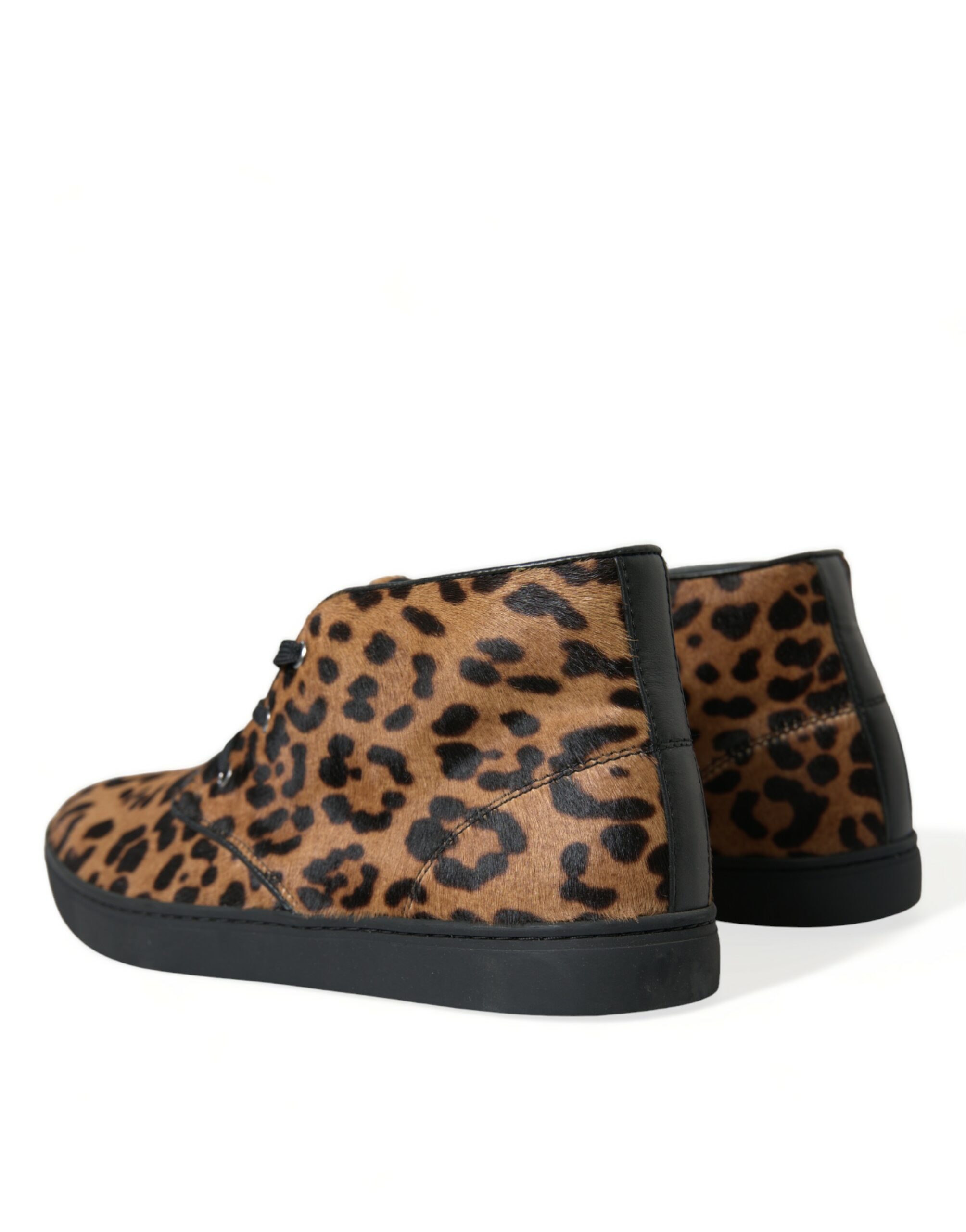 Dolce & Gabbana Brown Leopard Pony Hair Leather Sneakers Shoes - Image 4